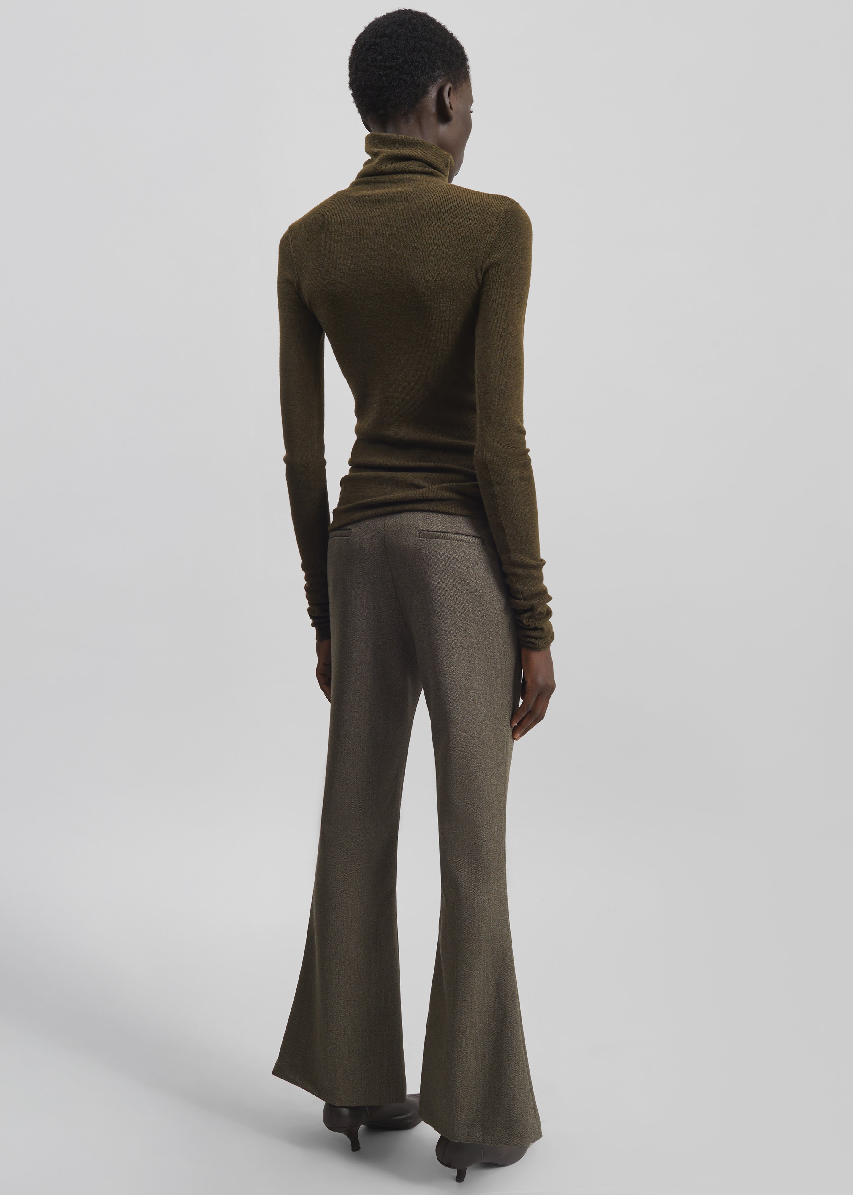 Dessa Wool Flared Pants - Beige Melange - 6