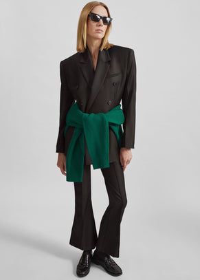 Dessa Wool Flared Pants - Brown Glen Plaid