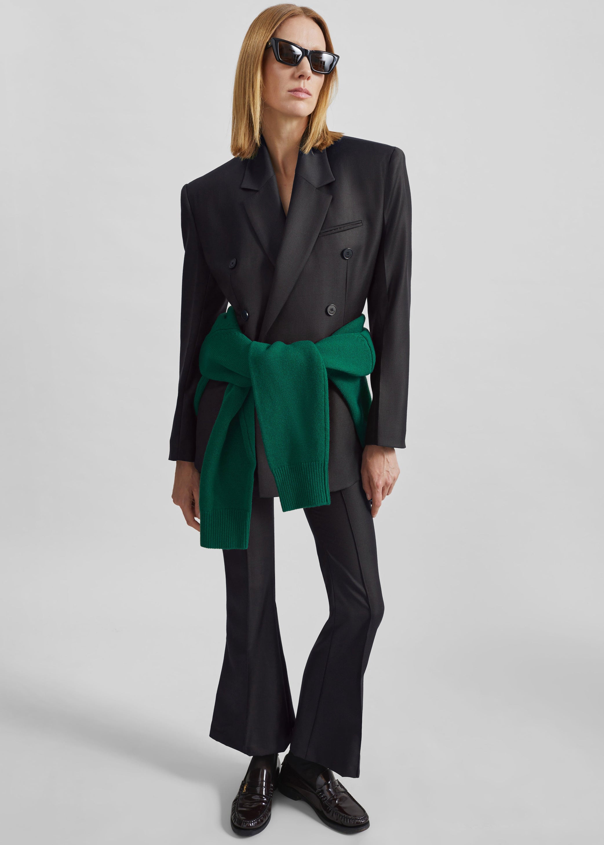 Shop the look image for Dessa Wool Flared Pants - Brown Glen Plaid