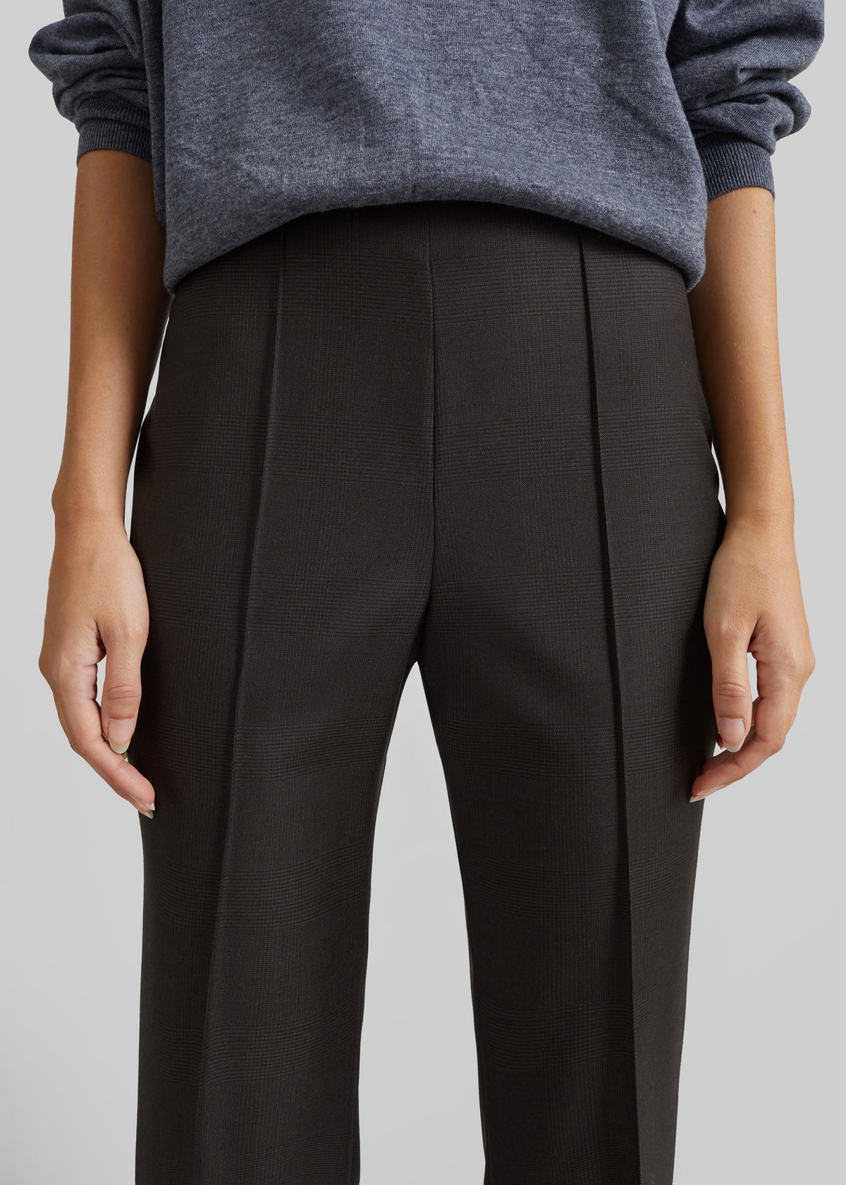 Pantaloni Dessa svasati in lana - Principe di Galles marrone