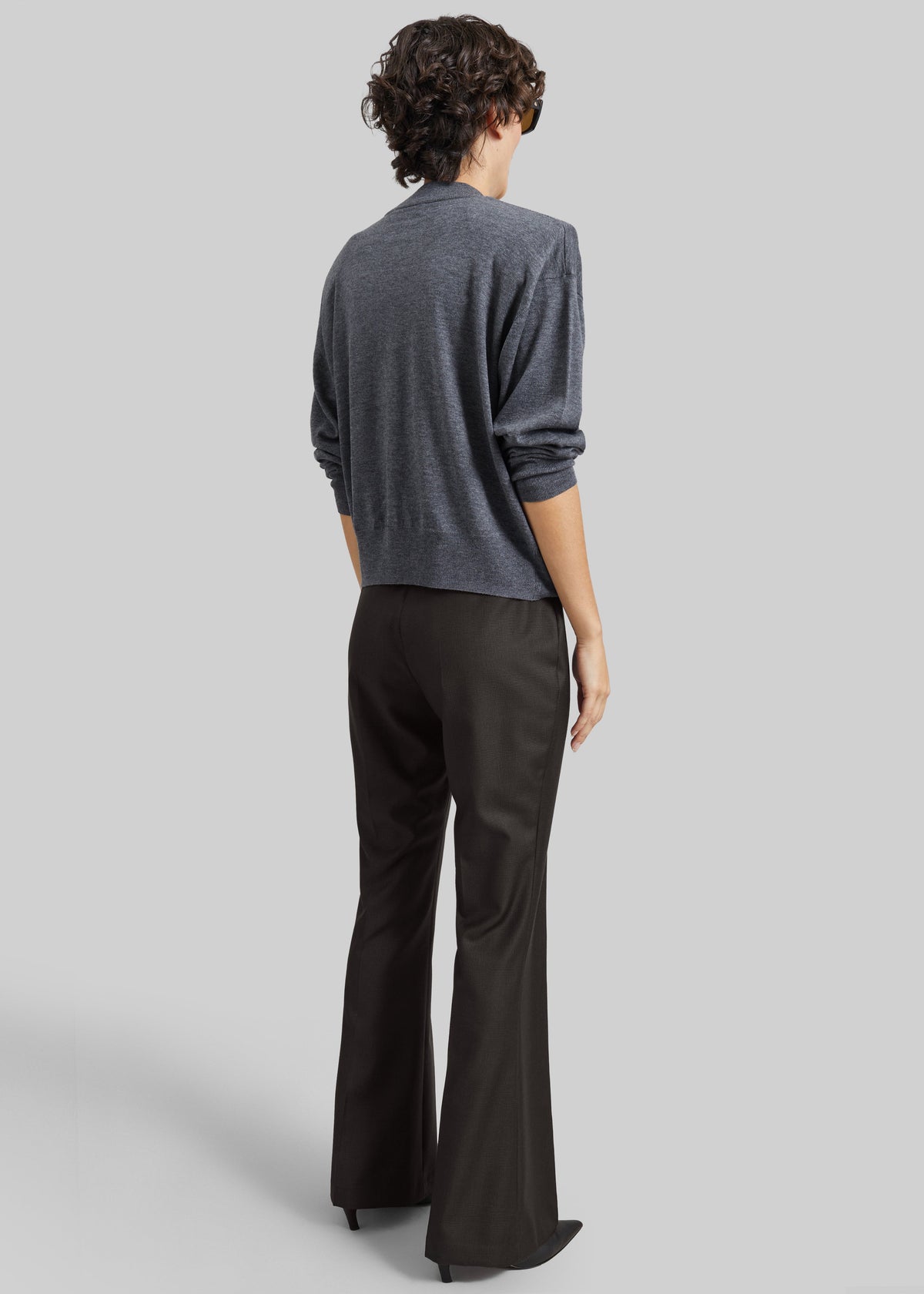 Pantaloni Dessa svasati in lana - Principe di Galles marrone