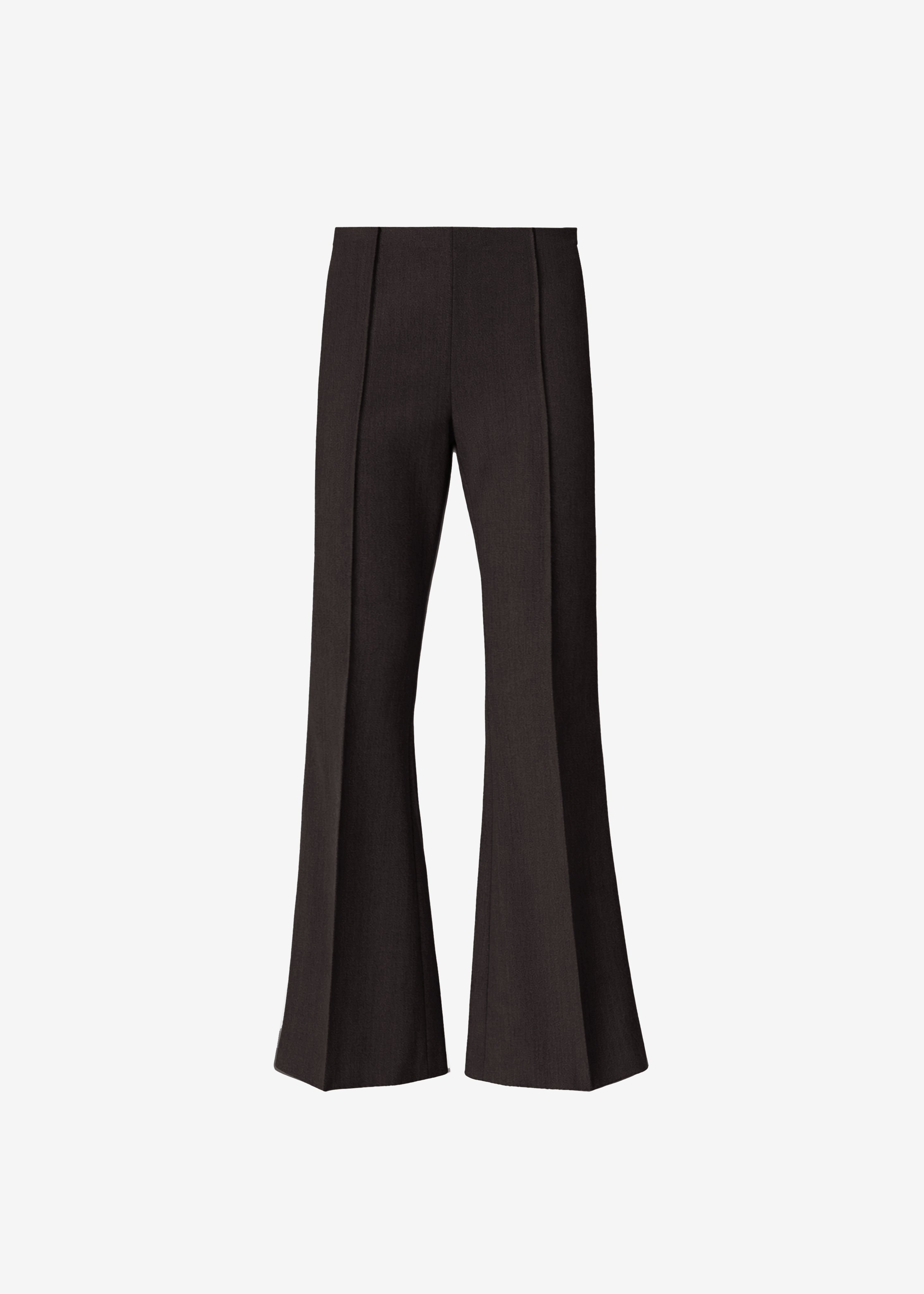 Dessa Wool Flared Pants - Brown Glen Plaid