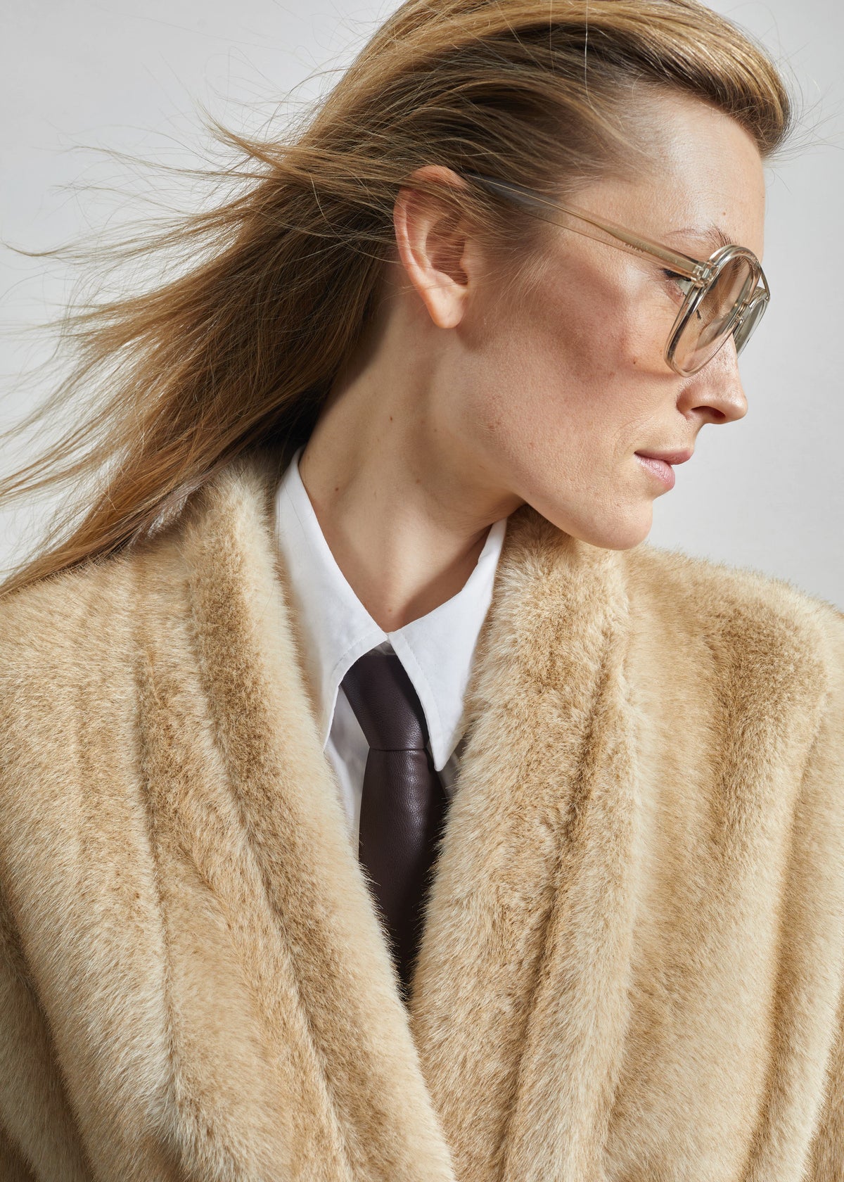 Destiny Padded Faux Fur Coat - Beige