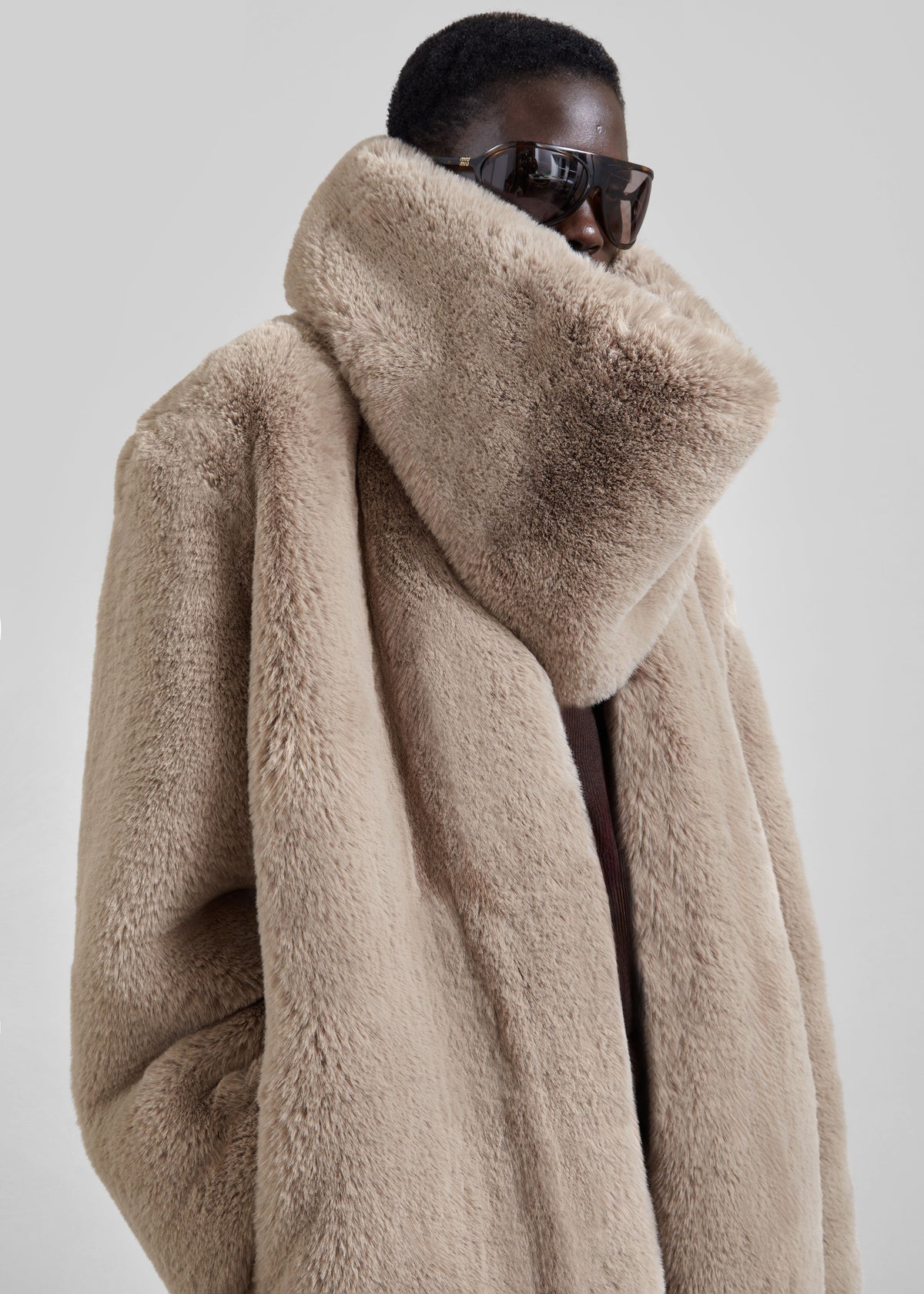 Destiny Padded Faux Fur Coat - Light Taupe