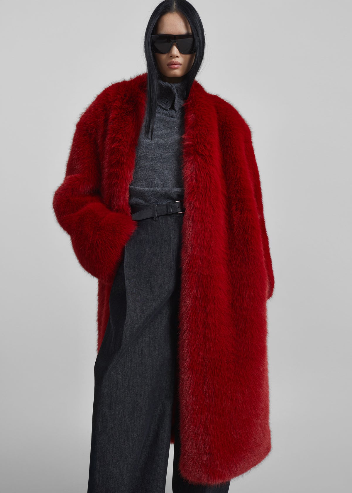 Destiny Padded Faux Fur Coat - Red - 5
