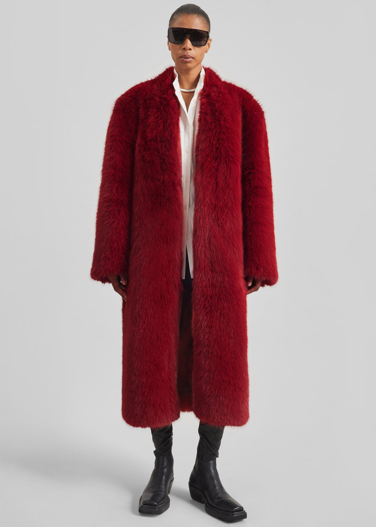 Destiny Padded Faux Fur Coat - Red - 8