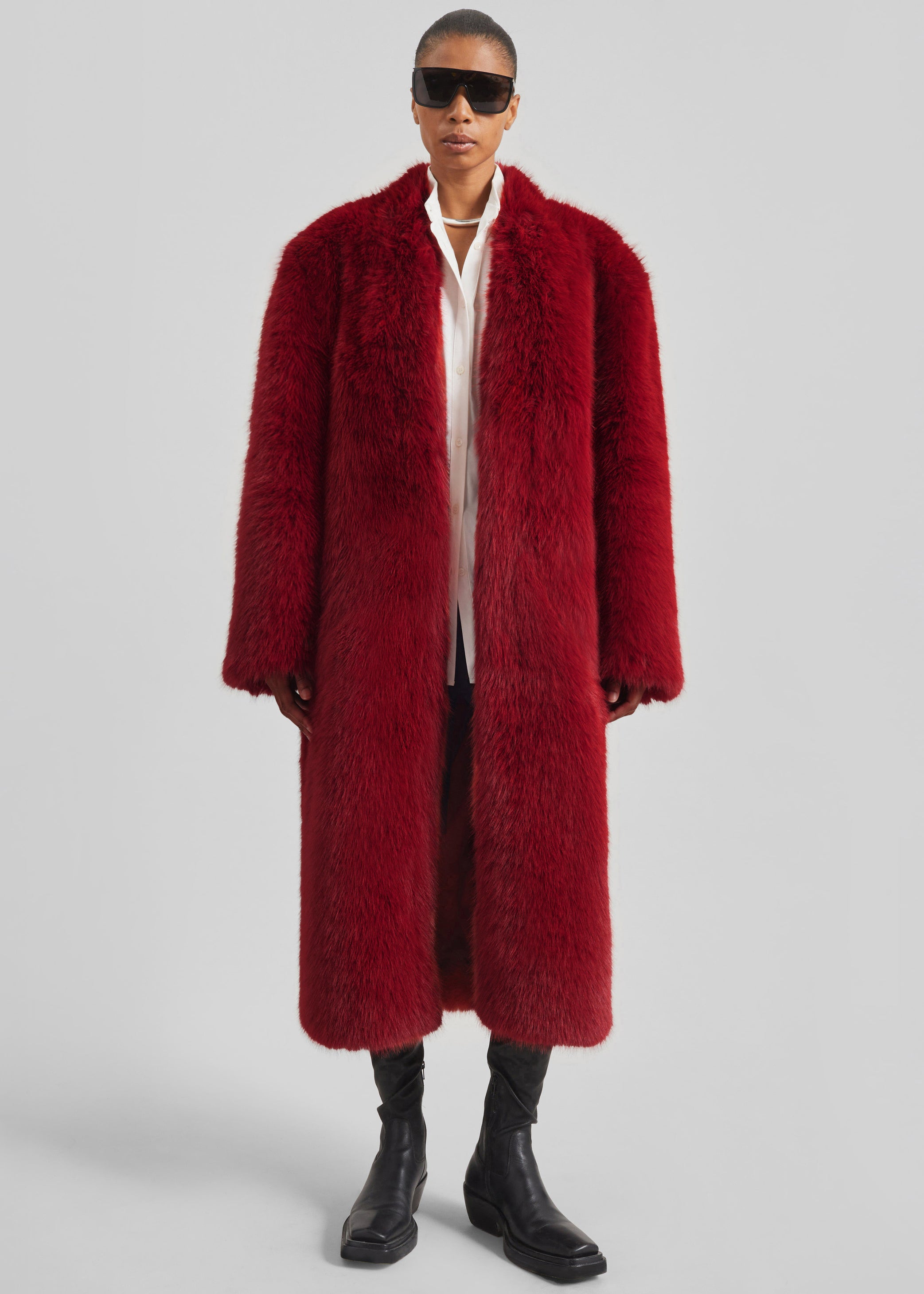 Shop the look image for Destiny Padded Faux Fur Coat - Red