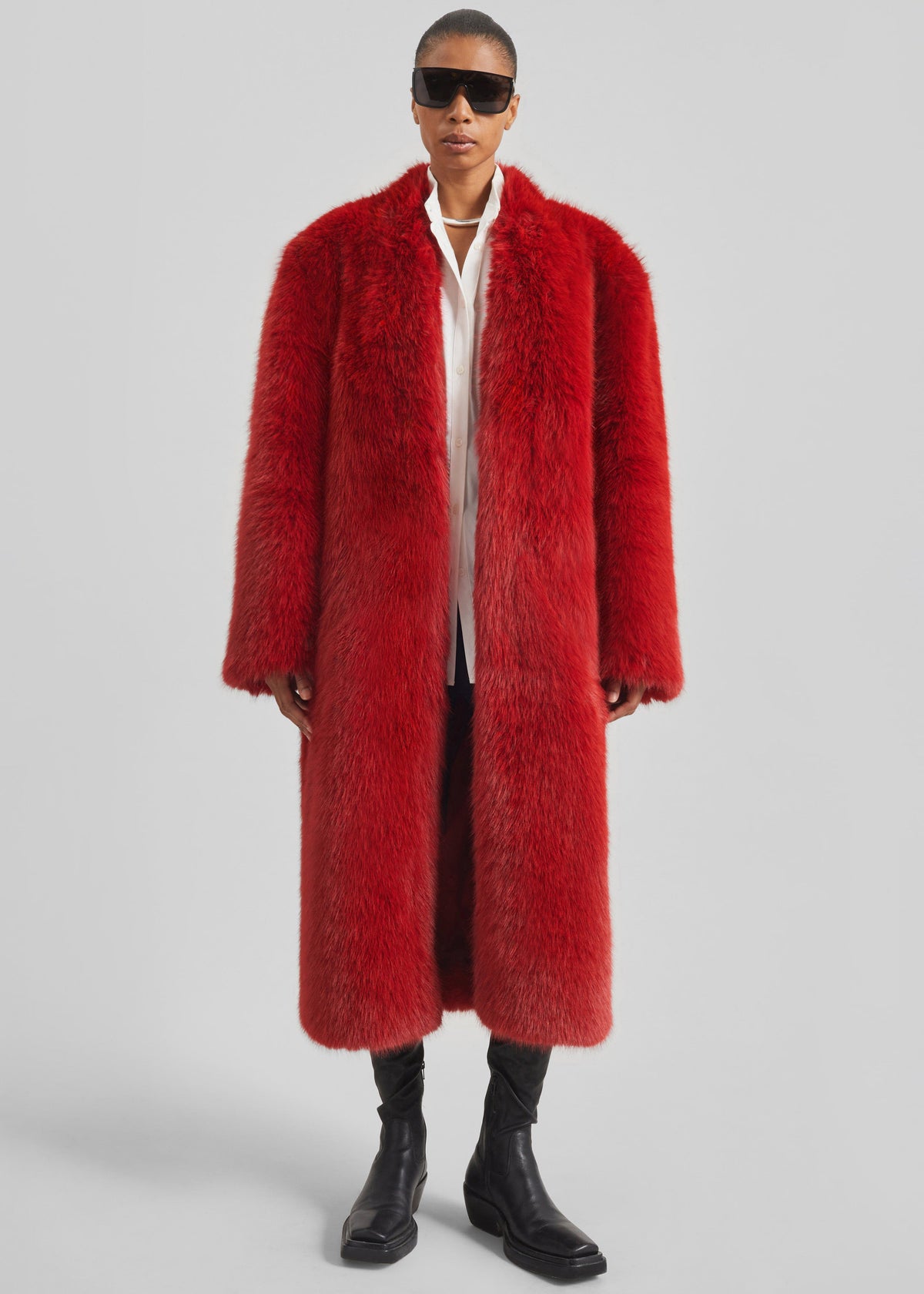 Destiny Padded Faux Fur Coat - Red - 3