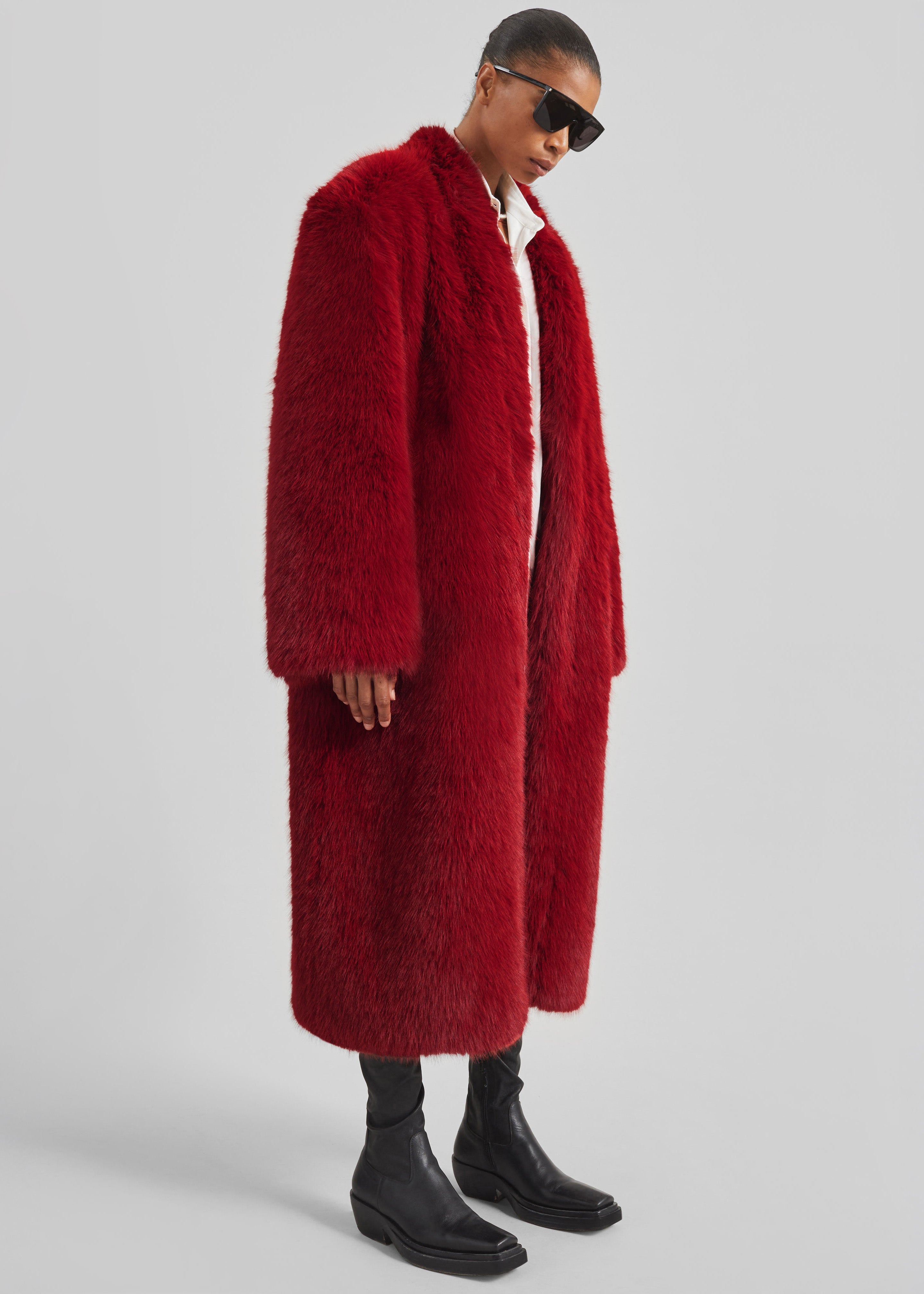 Destiny Padded Faux Fur Coat - Red - 11
