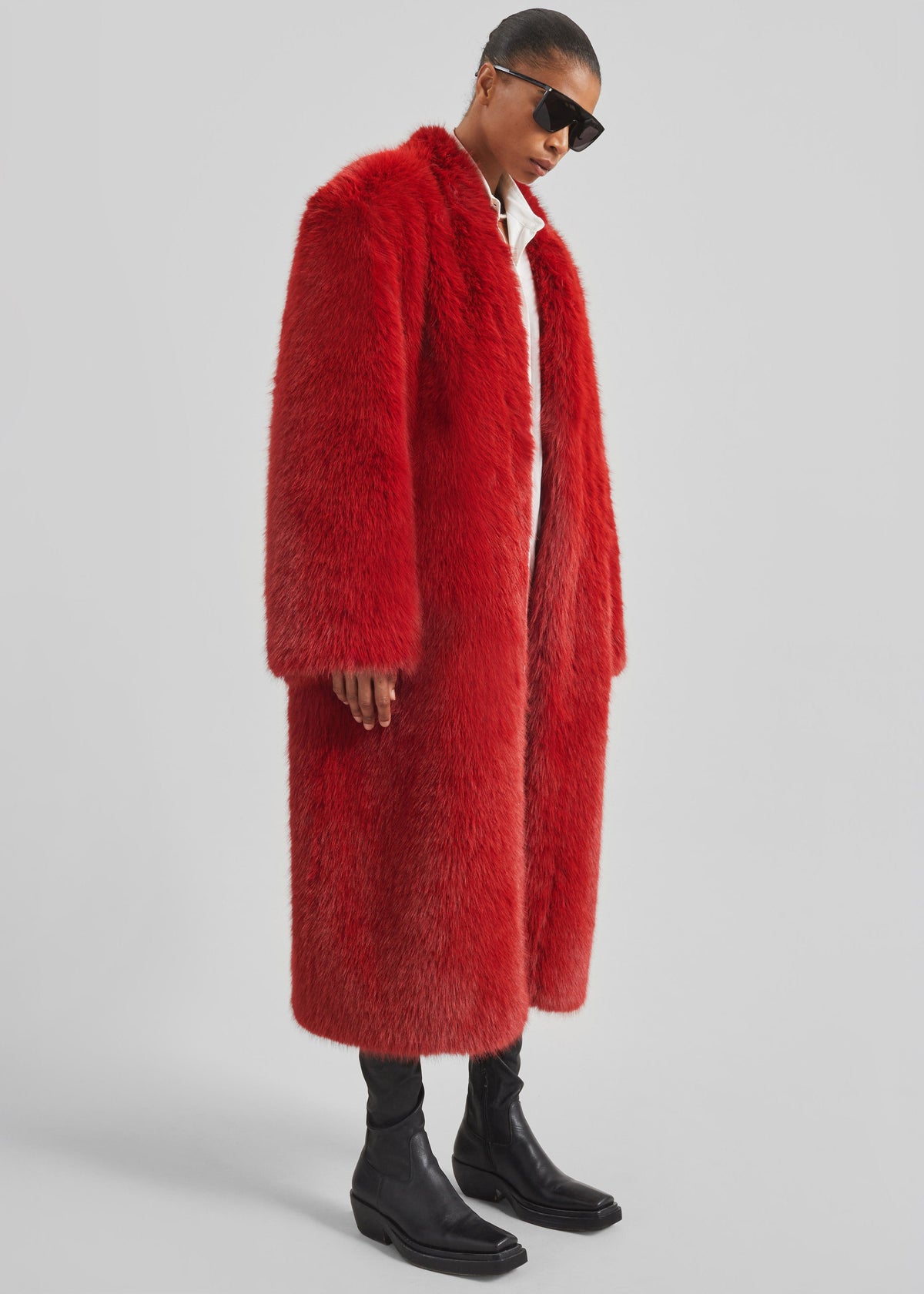 Destiny Padded Faux Fur Coat - Red - 5