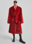 Destiny Padded Faux Fur Coat - Red