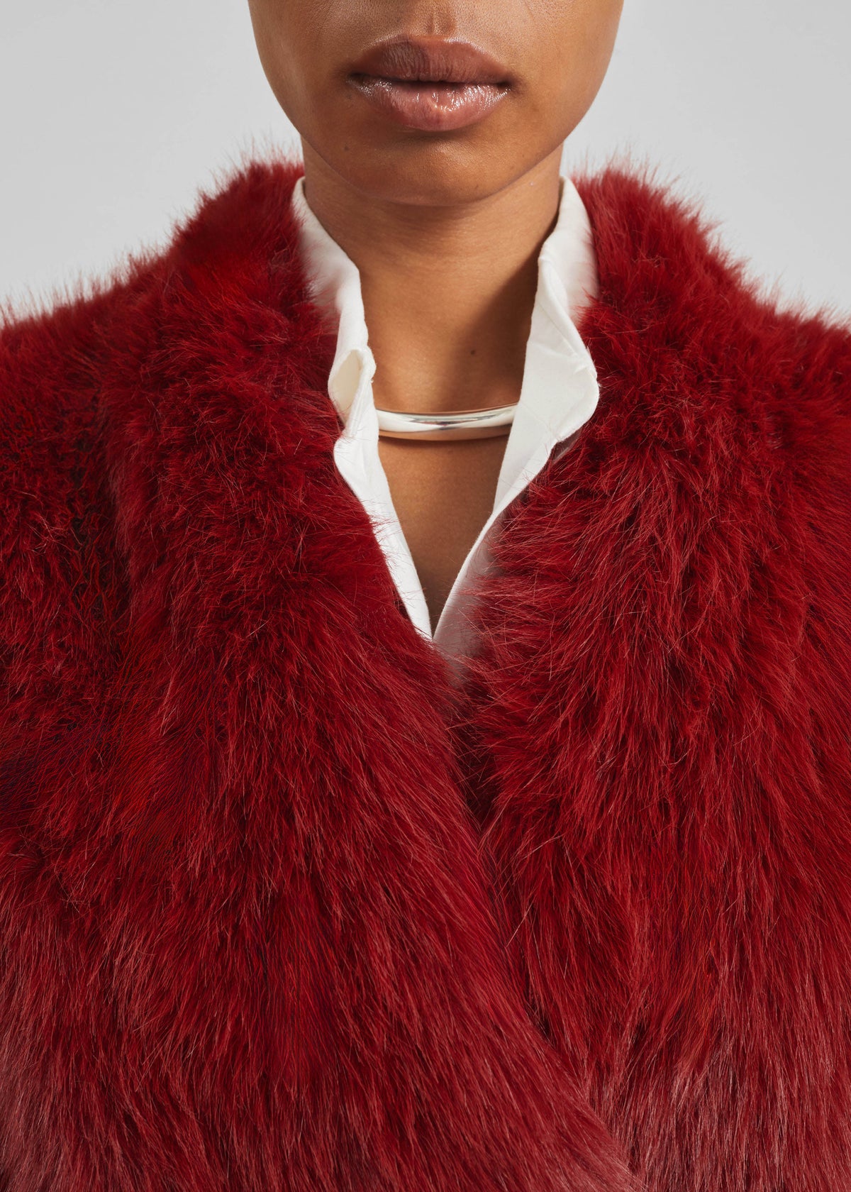 Destiny Padded Faux Fur Coat - Red - 10