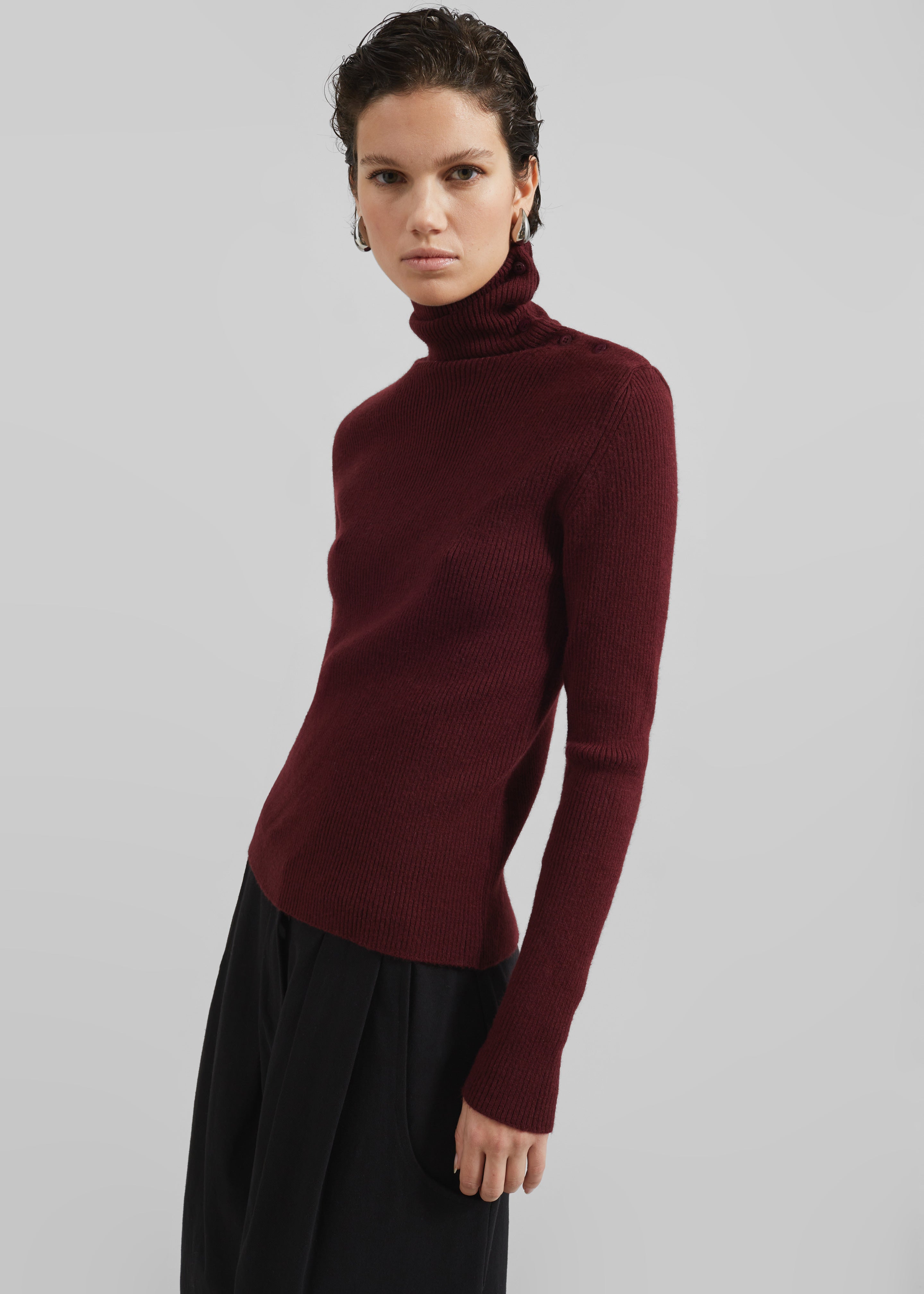 Devar Turtleneck Sweater - Burgundy - 5