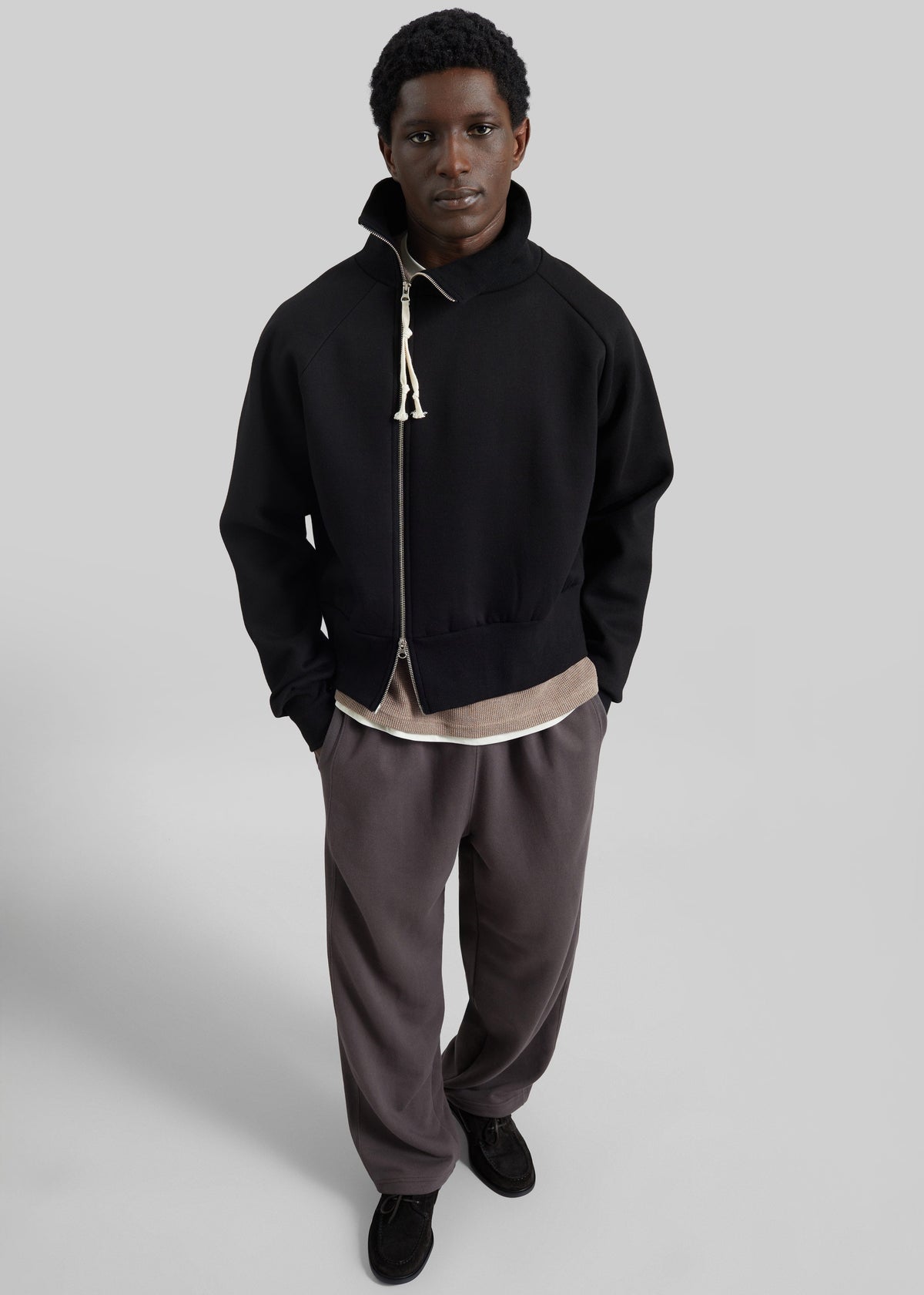 Dexter Off-Center Zip Jacket - Black - 2