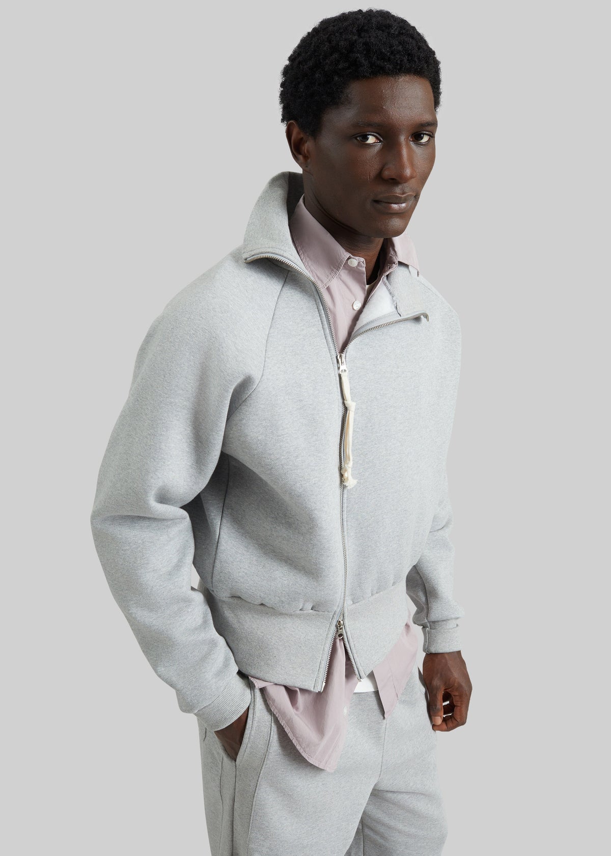 Dexter Off-Center Zip Jacket - Grey - 1