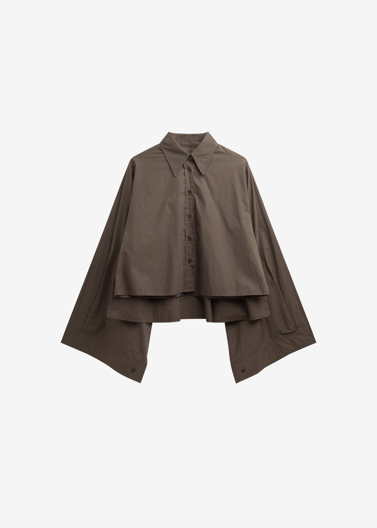 Dharoi Adjustable Sleeve Layered Shirt - Brown - 9