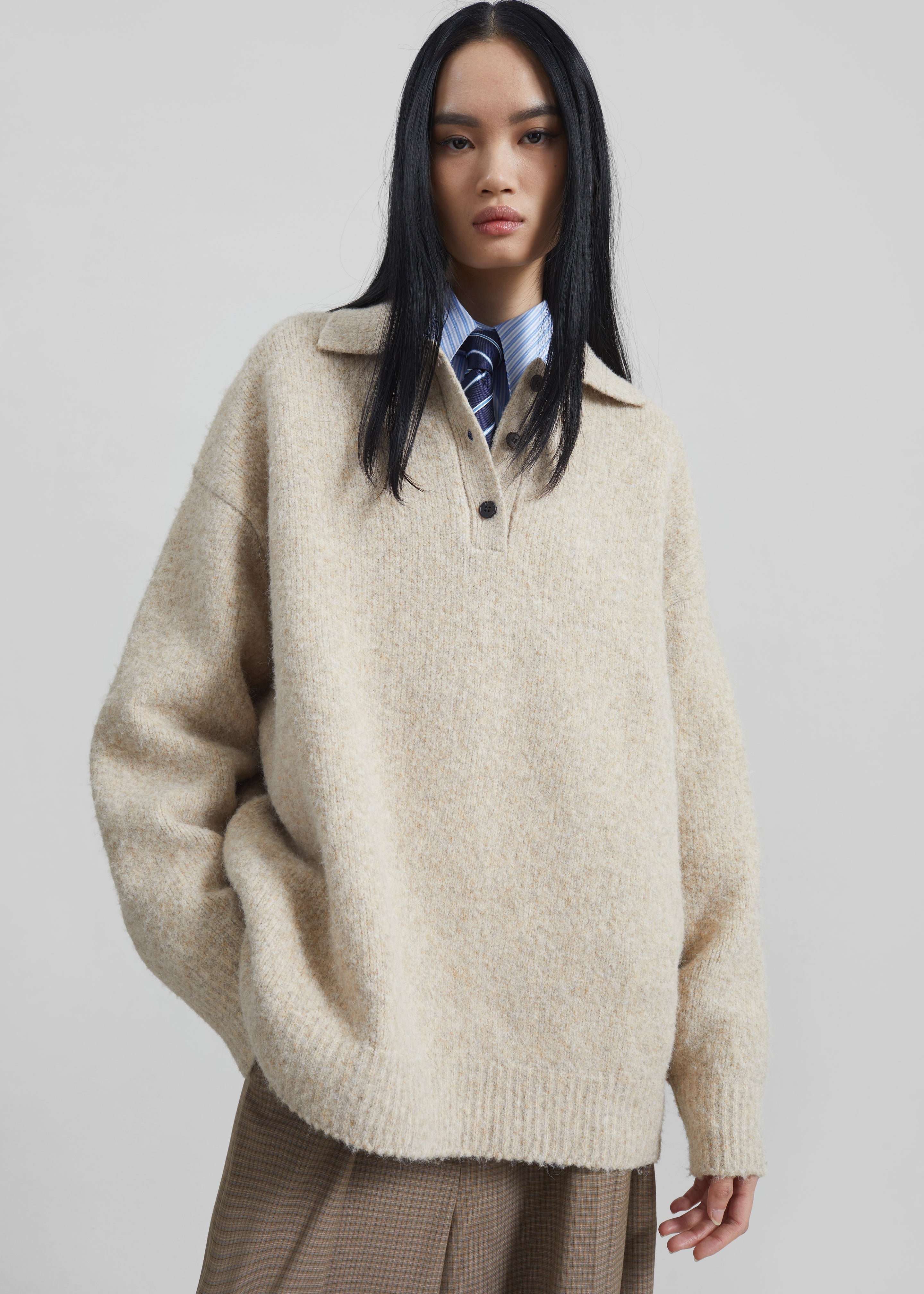 Dienne Polo Sweater - Beige - 1