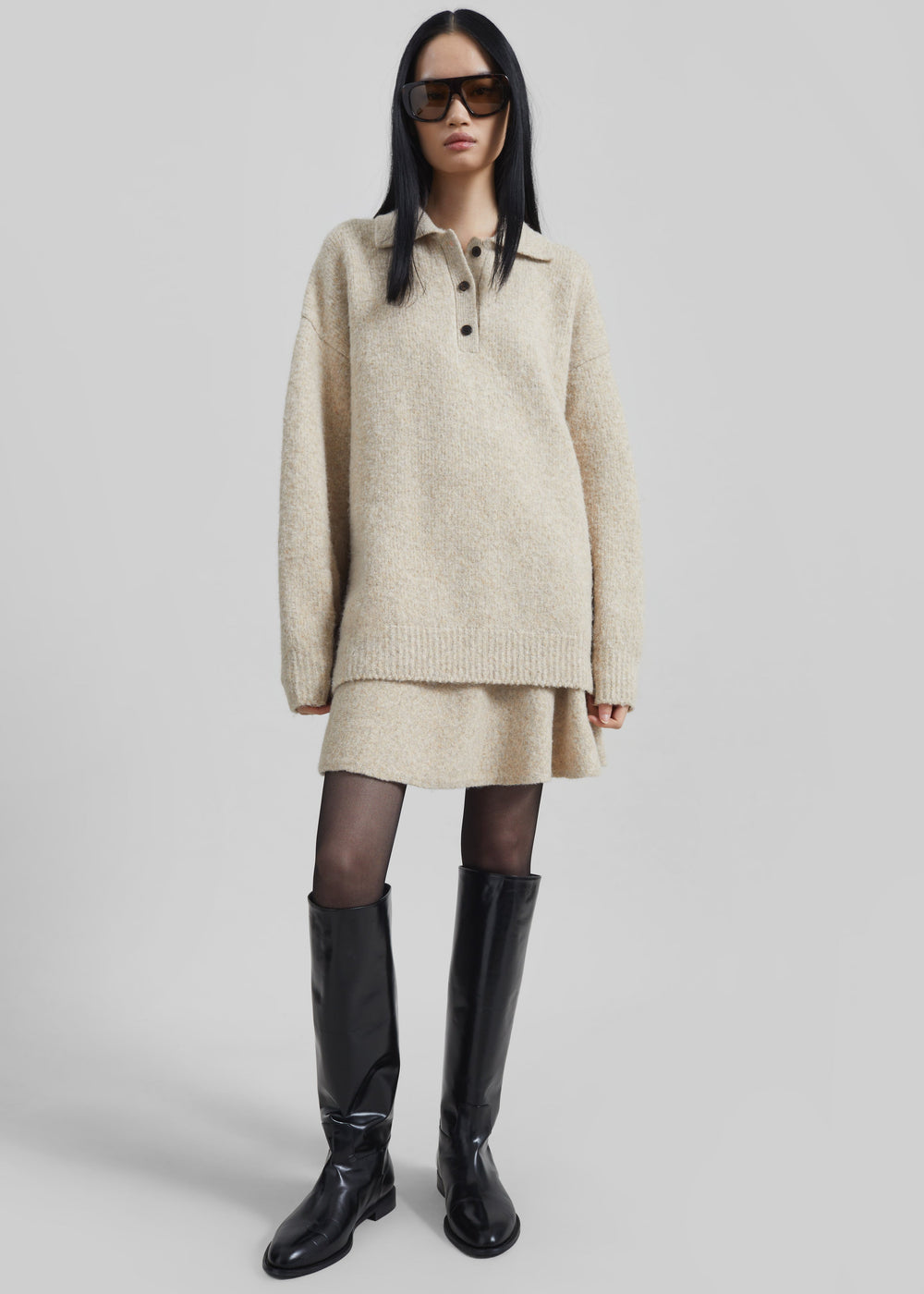 Dienne Knit Mini Skirt - Beige