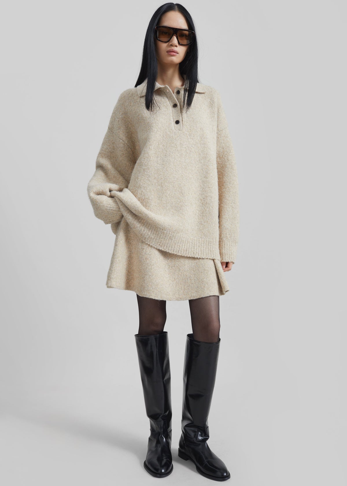 Dienne Knit Mini Skirt - Beige - 6