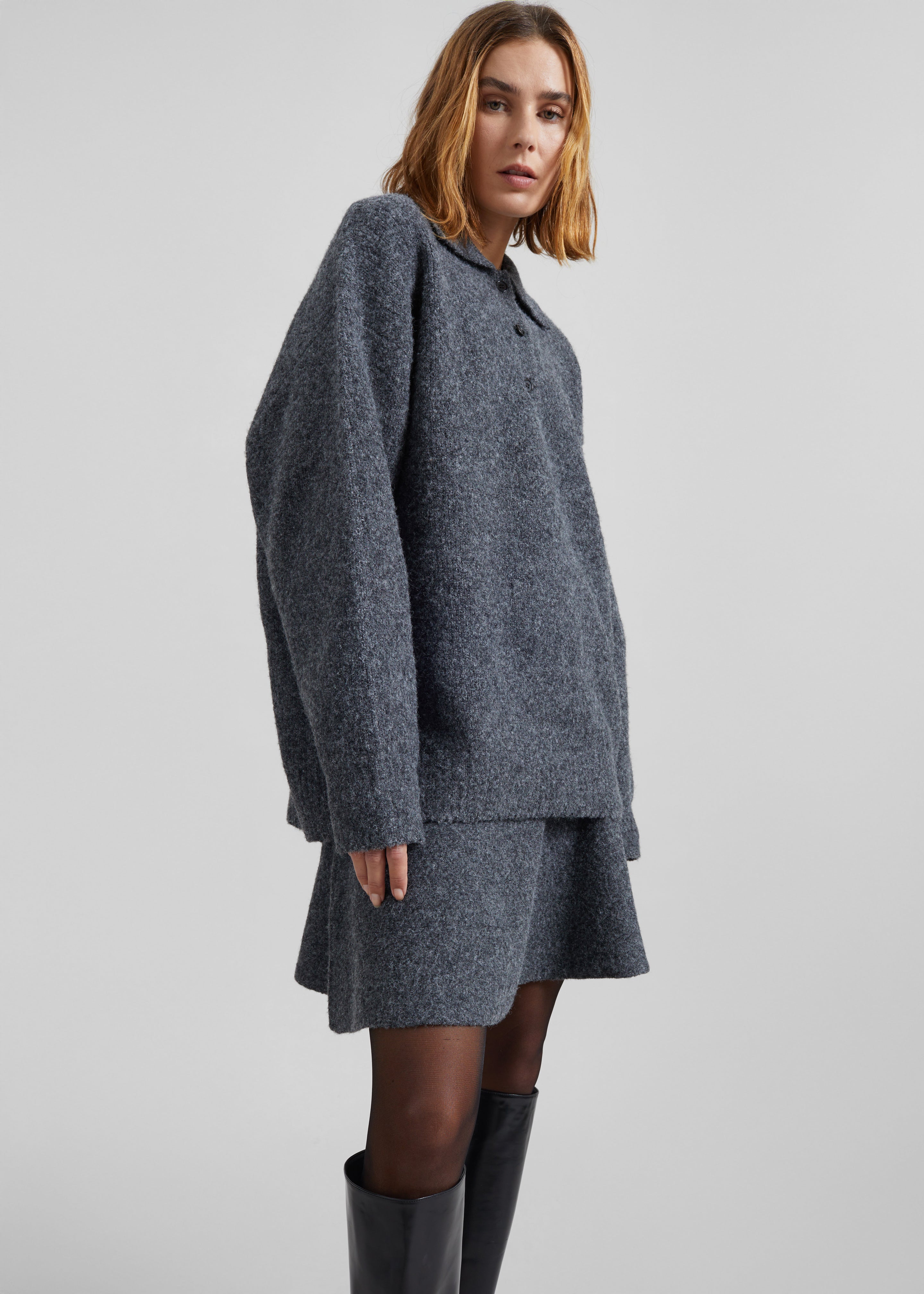 Dienne Knit Mini Skirt - Grey - 6