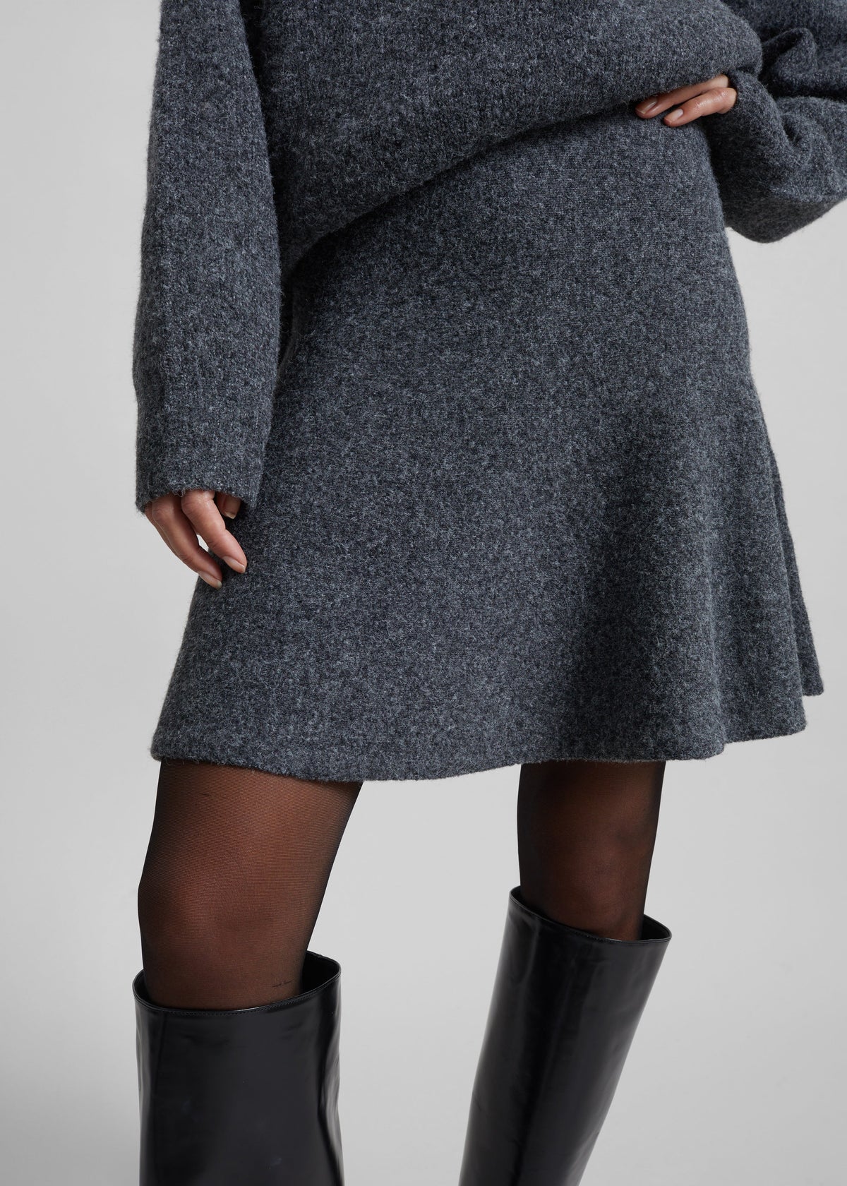 Dienne Knit Mini Skirt - Grey - 5