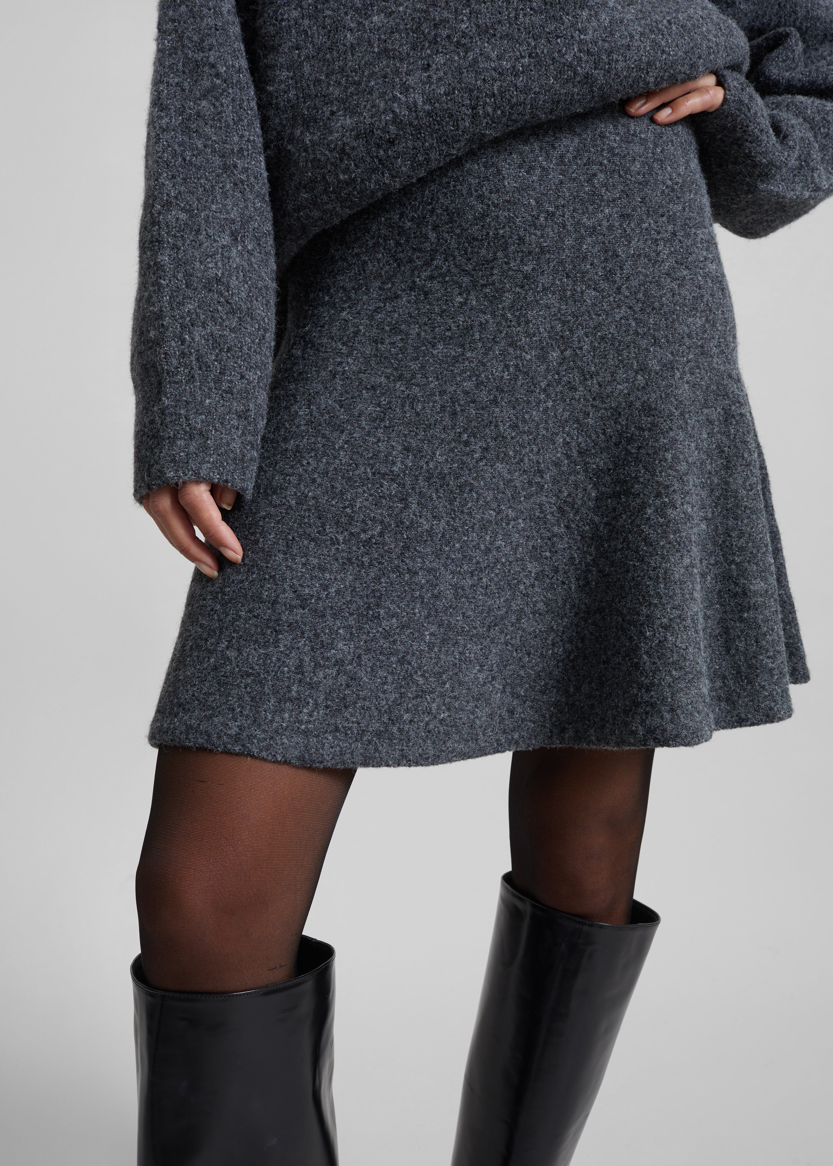 Dienne Knit Mini Skirt - Grey - 5