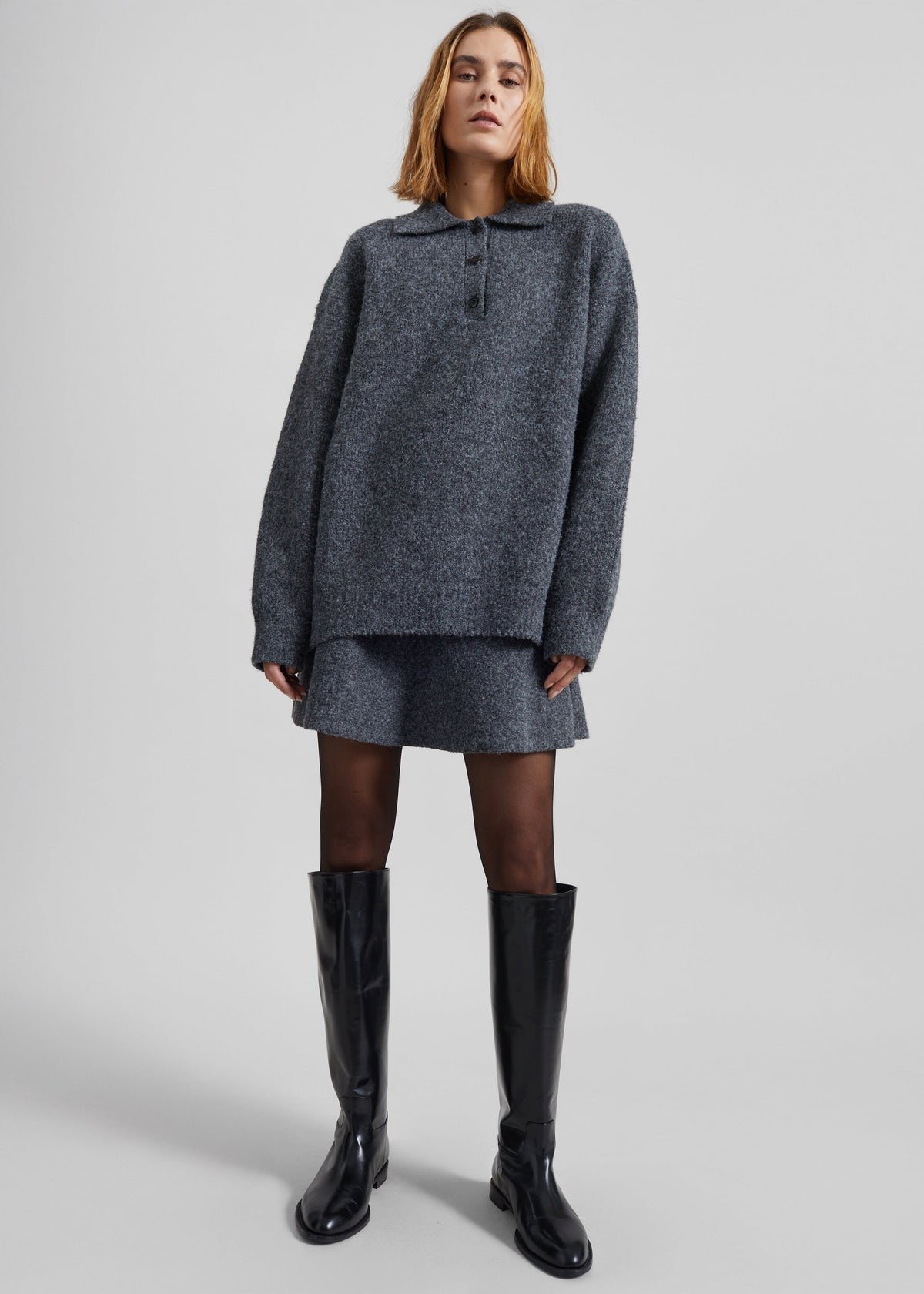 Dienne Polo Sweater - Grey - 1