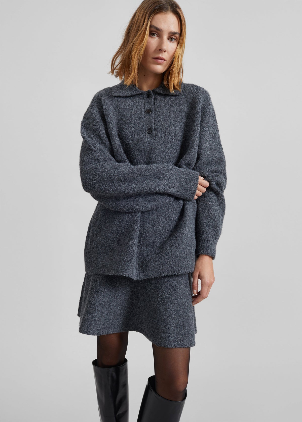 Dienne Polo Sweater - Grey - 5