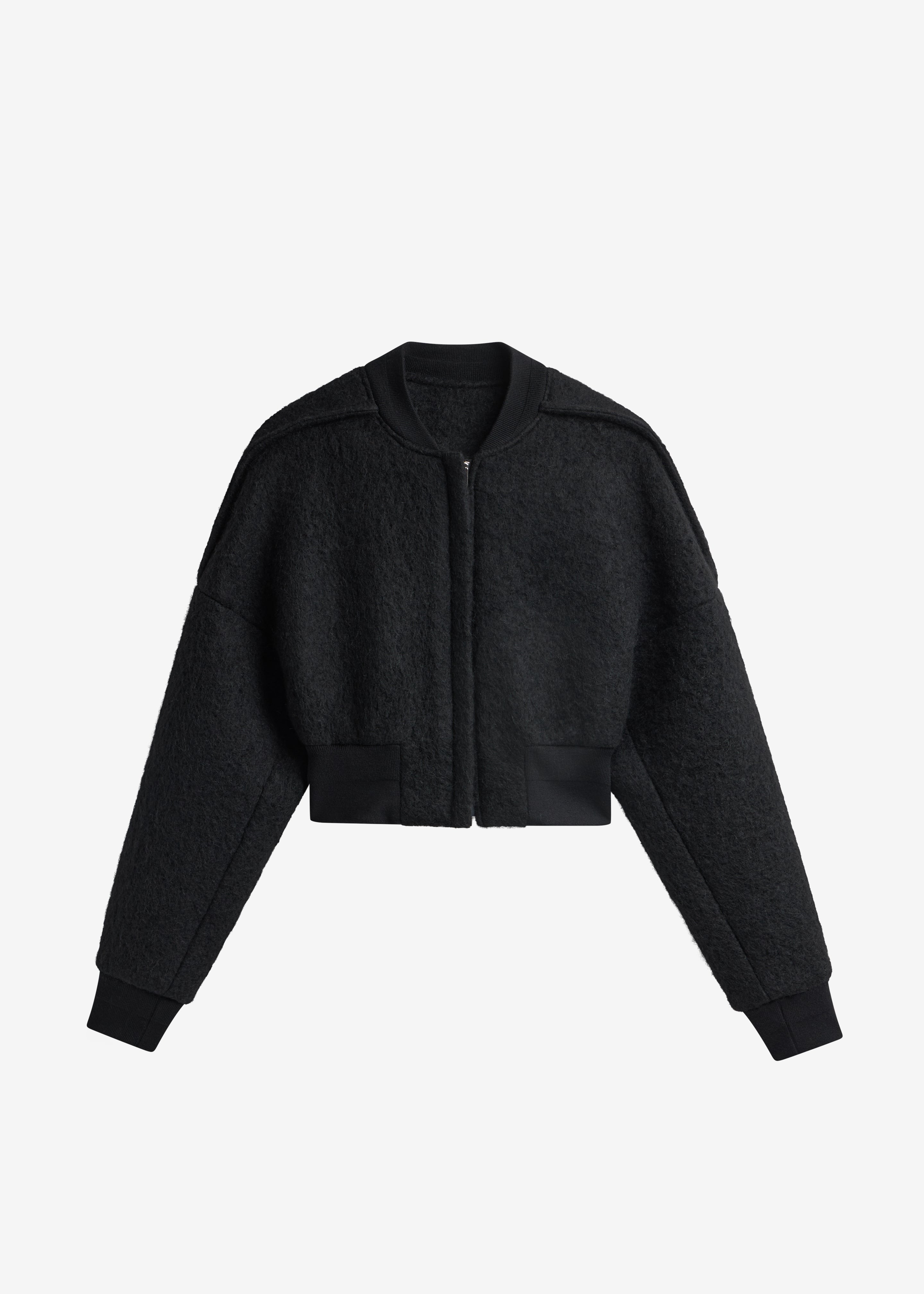 Dimaro Wool Cropped Bomber Jacket - Black - 8