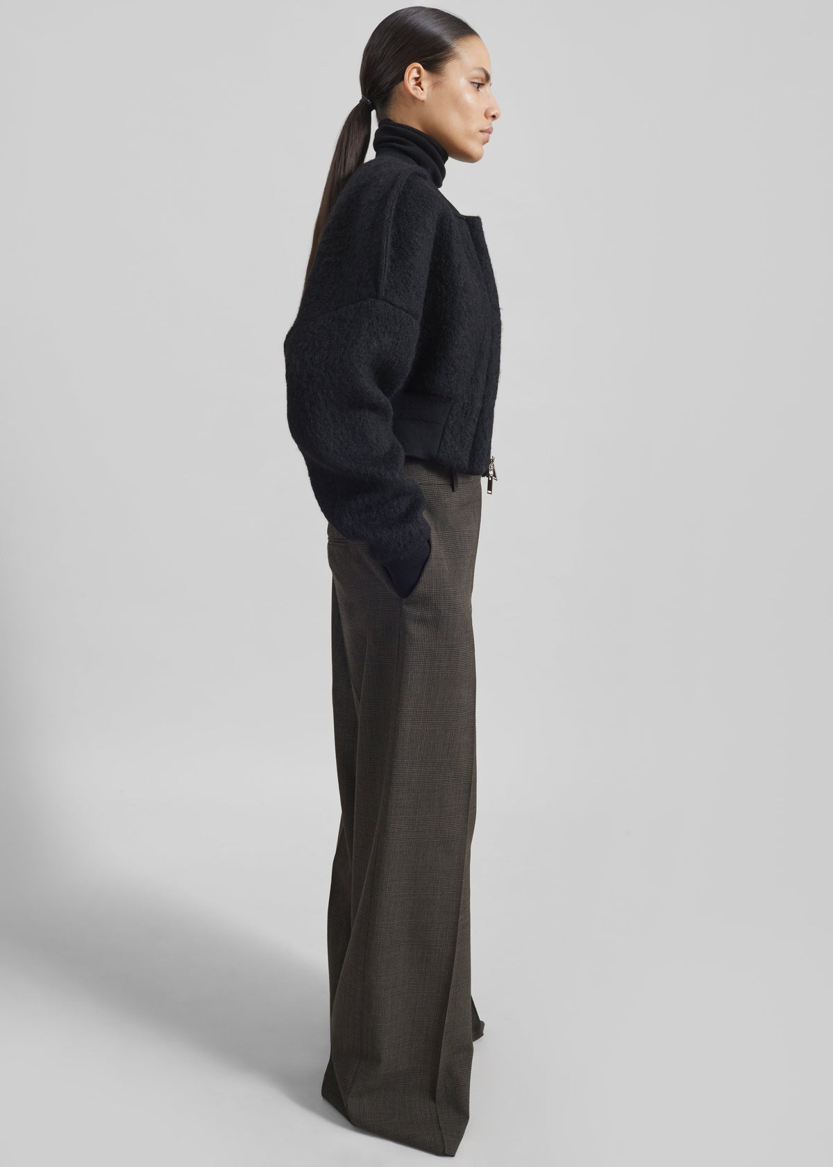 Dimaro Wool Cropped Bomber Jacket - Black - 6