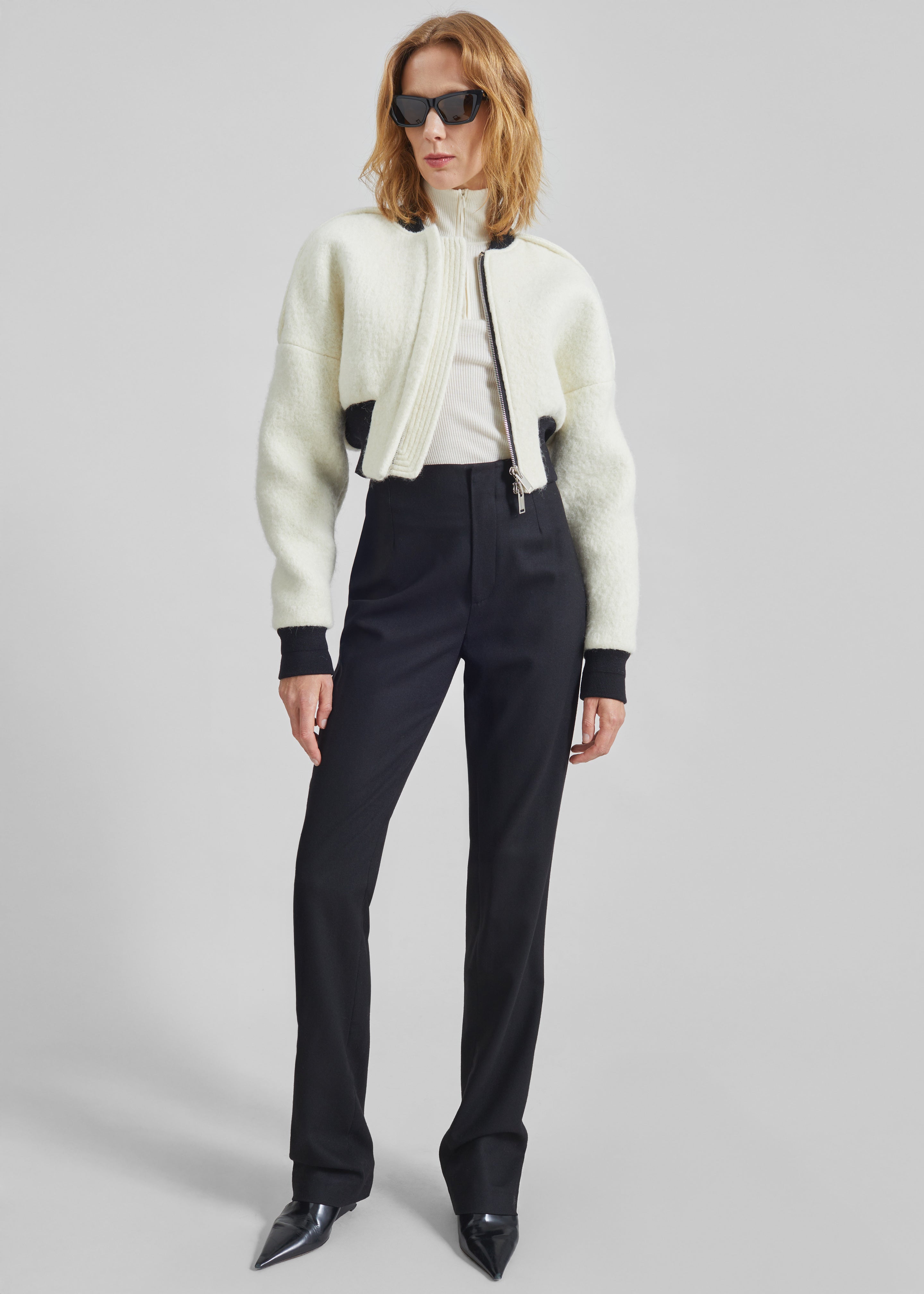 Dimaro Wool Cropped Bomber Jacket - Ivory – The Frankie Shop Europe