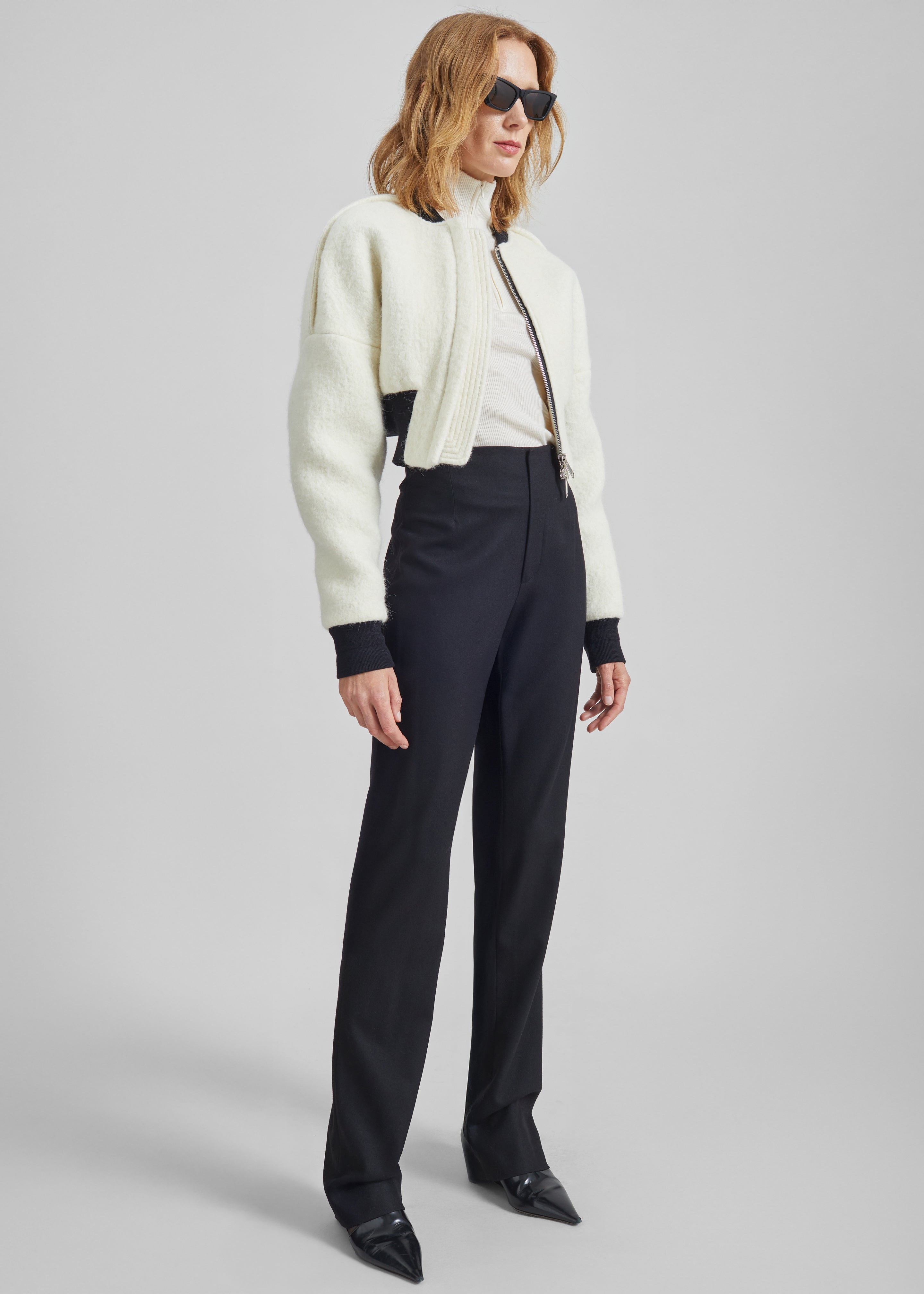 Dimaro Wool Cropped Bomber Jacket - Ivory – The Frankie Shop Europe