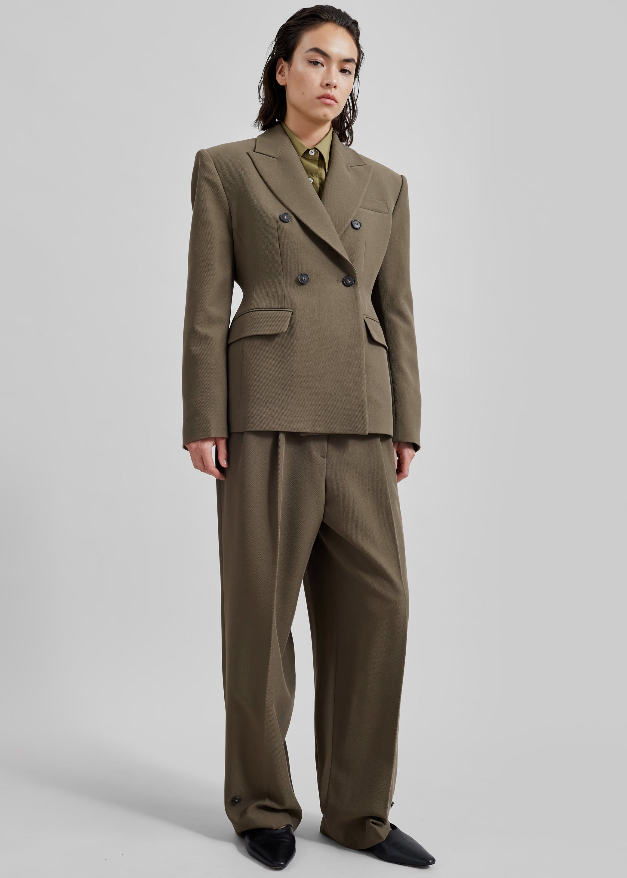 Shop the look image for Dina Double Breasted Blazer - Khaki