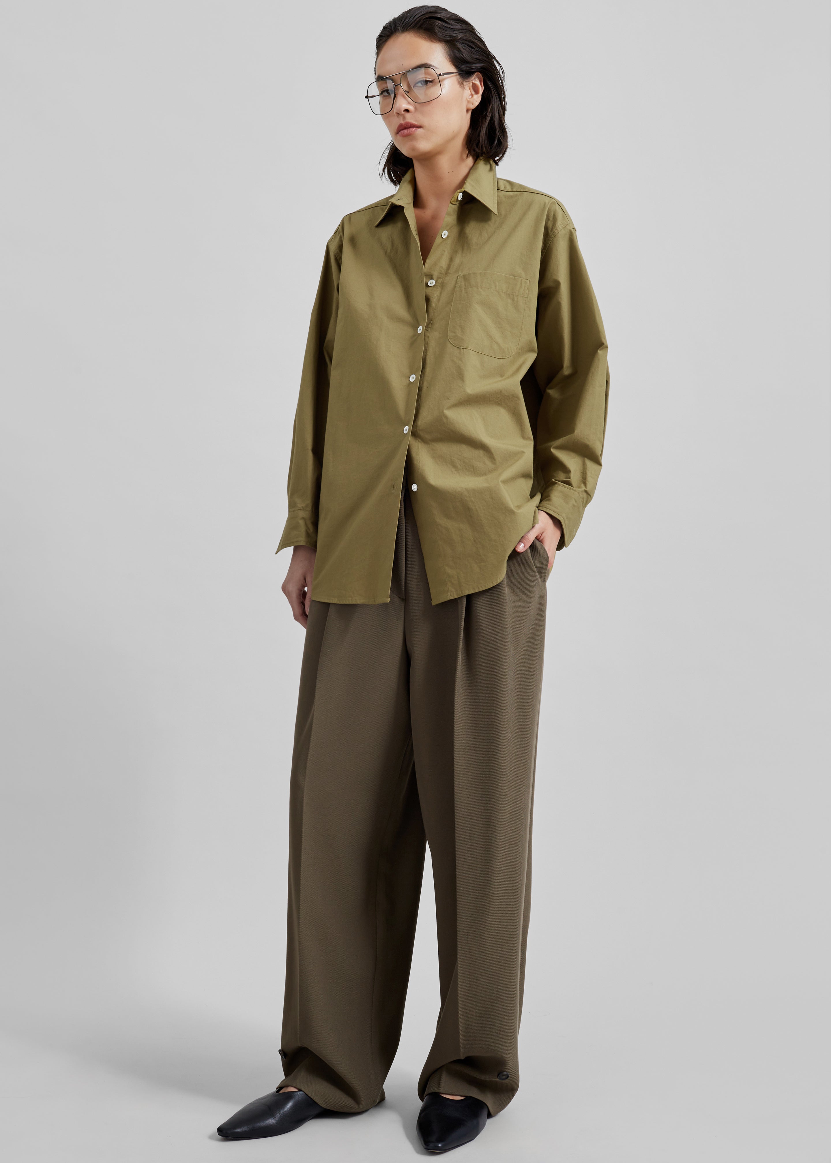 Dina Pleated Trousers - Khaki - 6