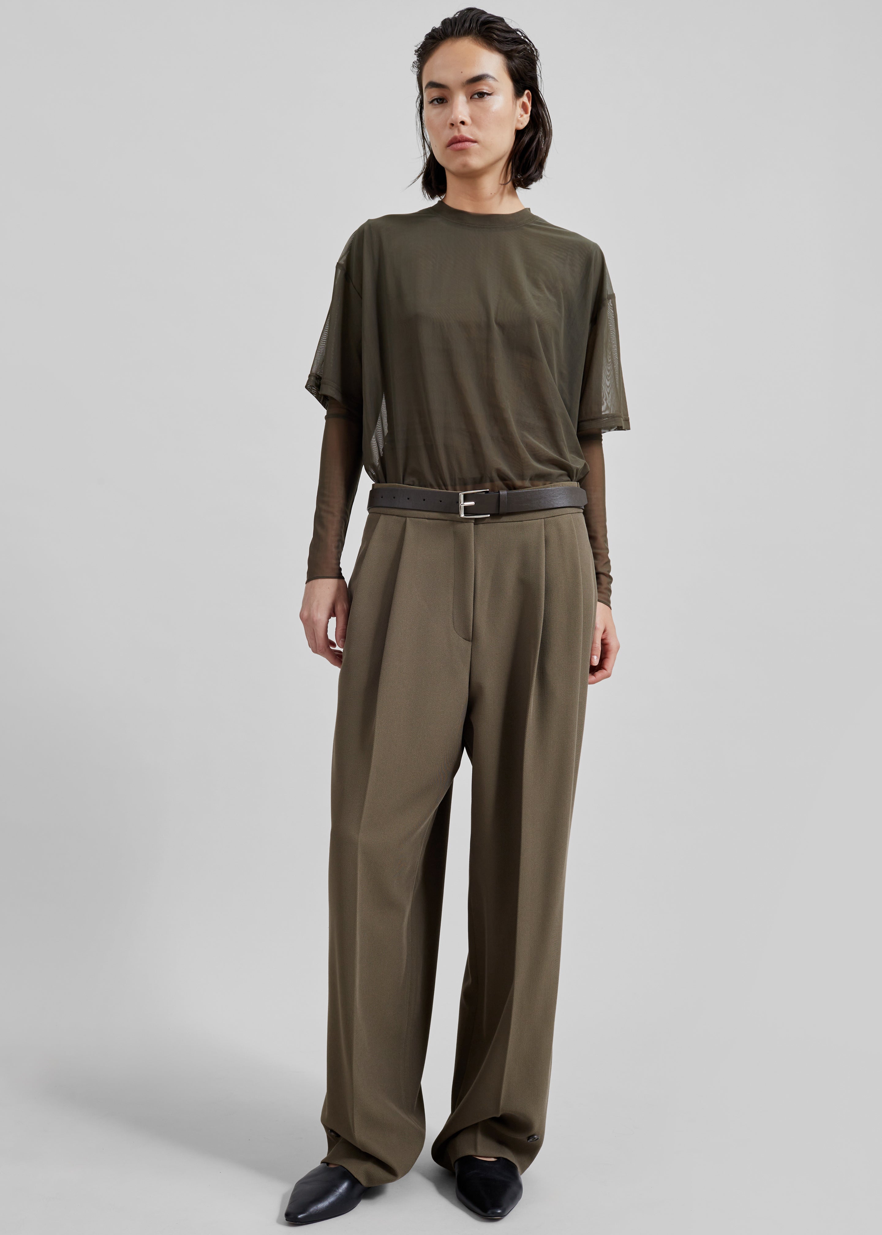 Dina Pleated Trousers - Khaki - 8