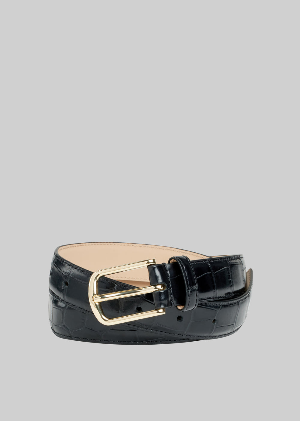 Dione Croc Leather Belt - Black