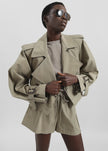 Disley Cropped Trench - Pale Olive