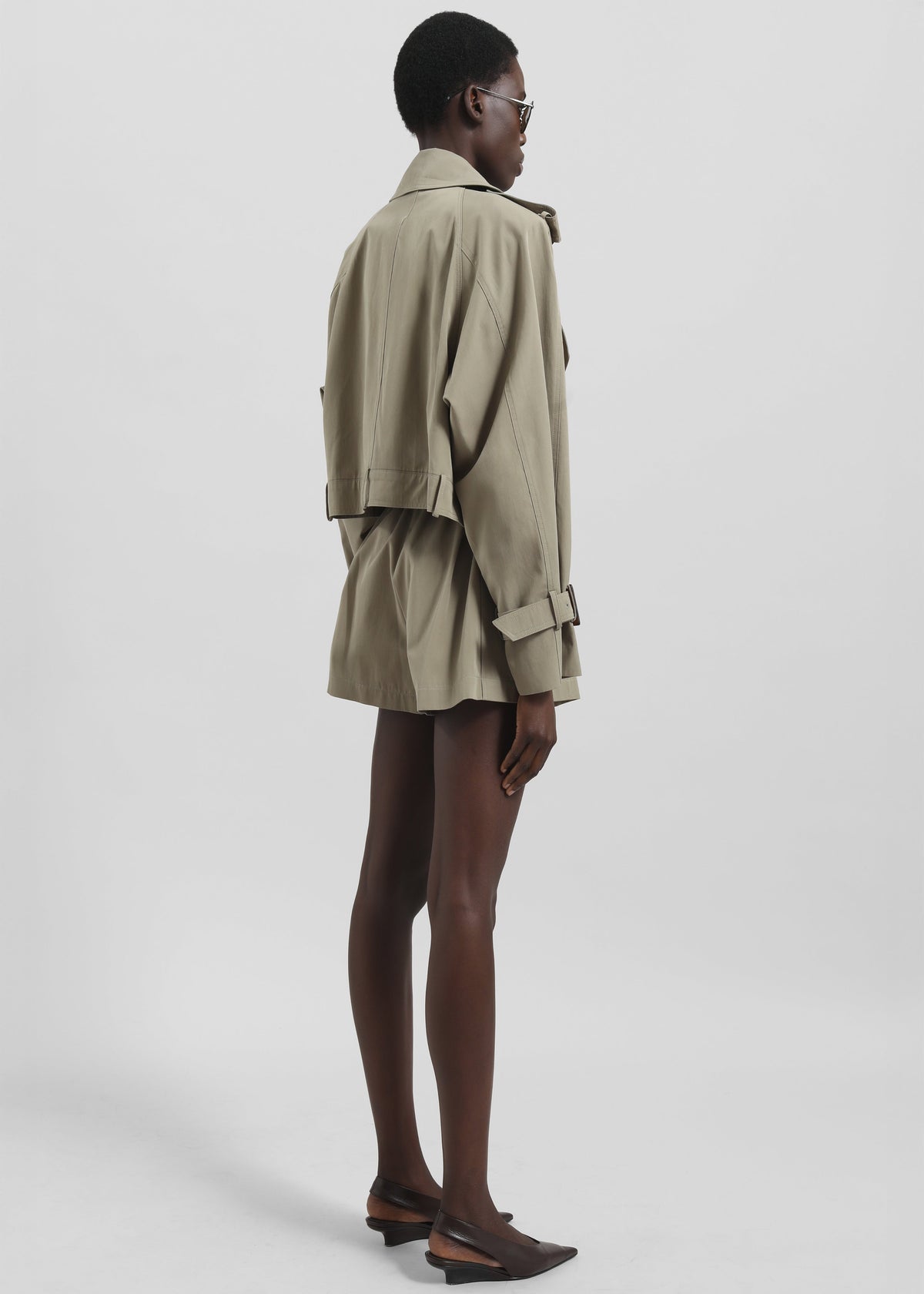 Disley Cropped Trench - Pale Olive - 8