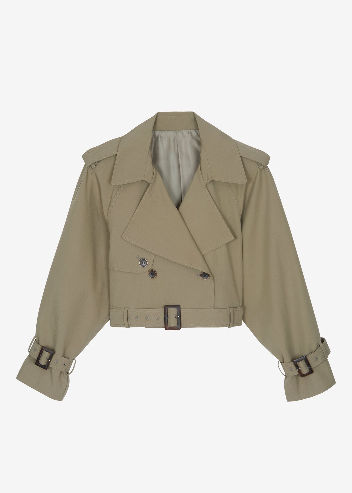 Disley Cropped Trench - Pale Olive - 9