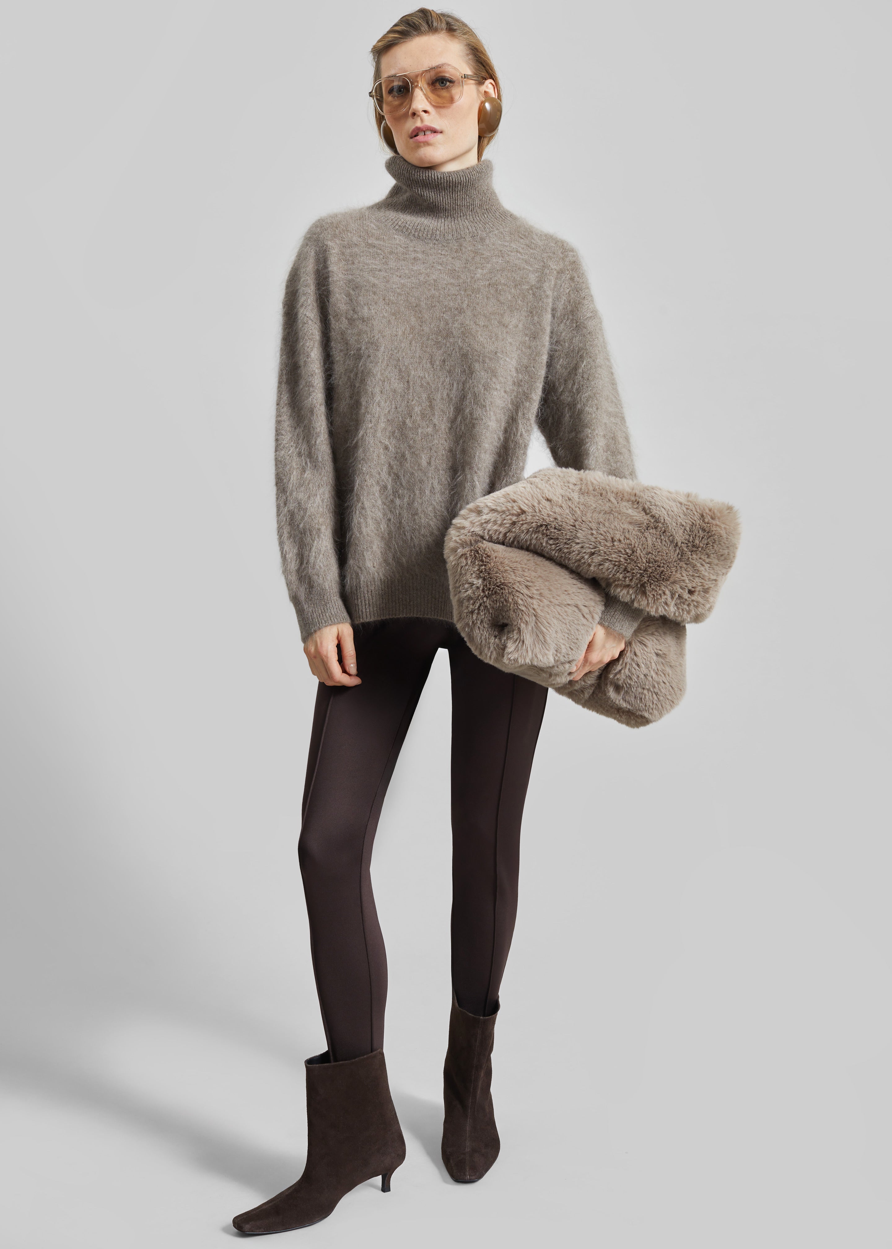 Dolomia Faux Fur Bag - Light Taupe - 4