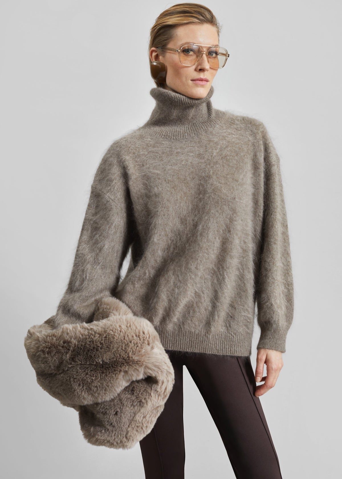 Dolomia Faux Fur Bag - Light Taupe - 5