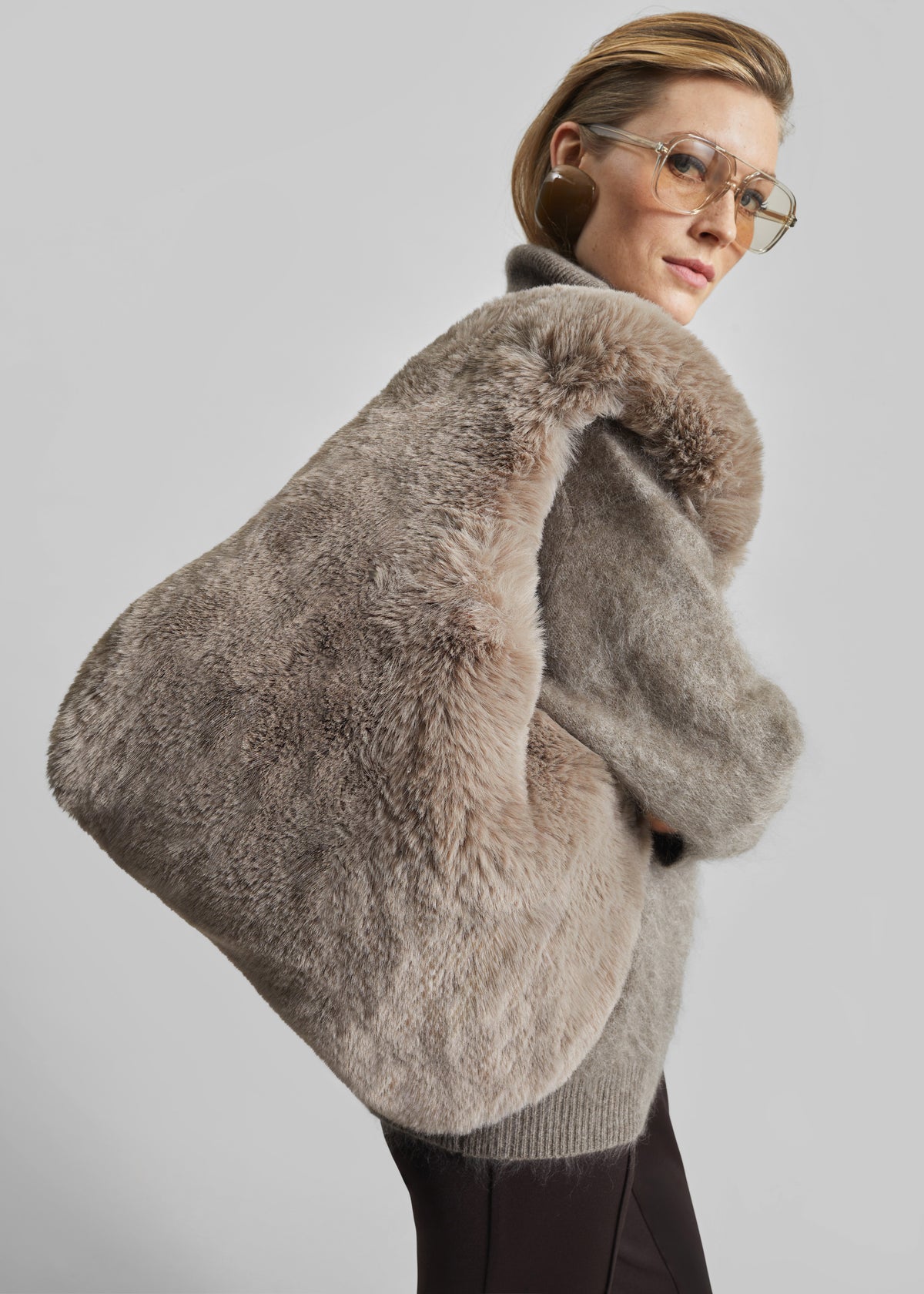 Dolomia Faux Fur Bag - Light Taupe - 1