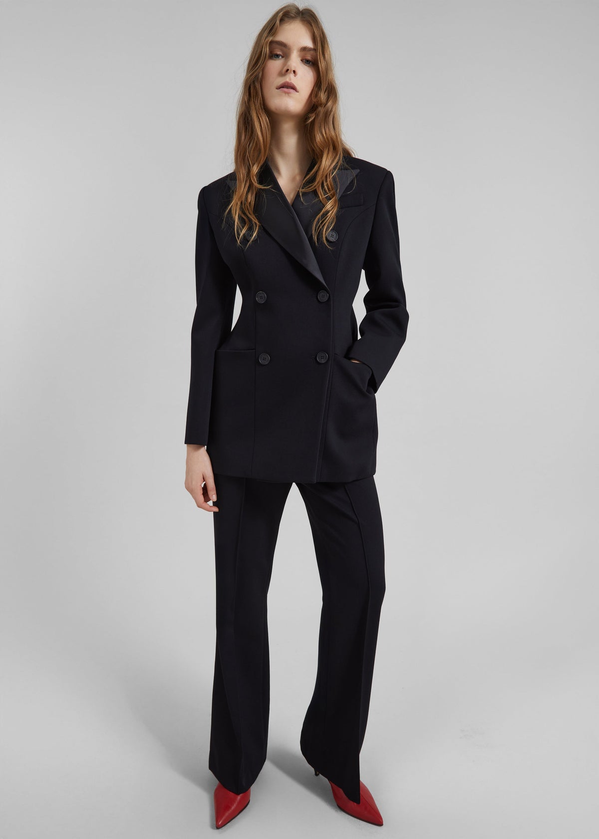 Dorotea Hourglass Smoking Blazer - Black - 2