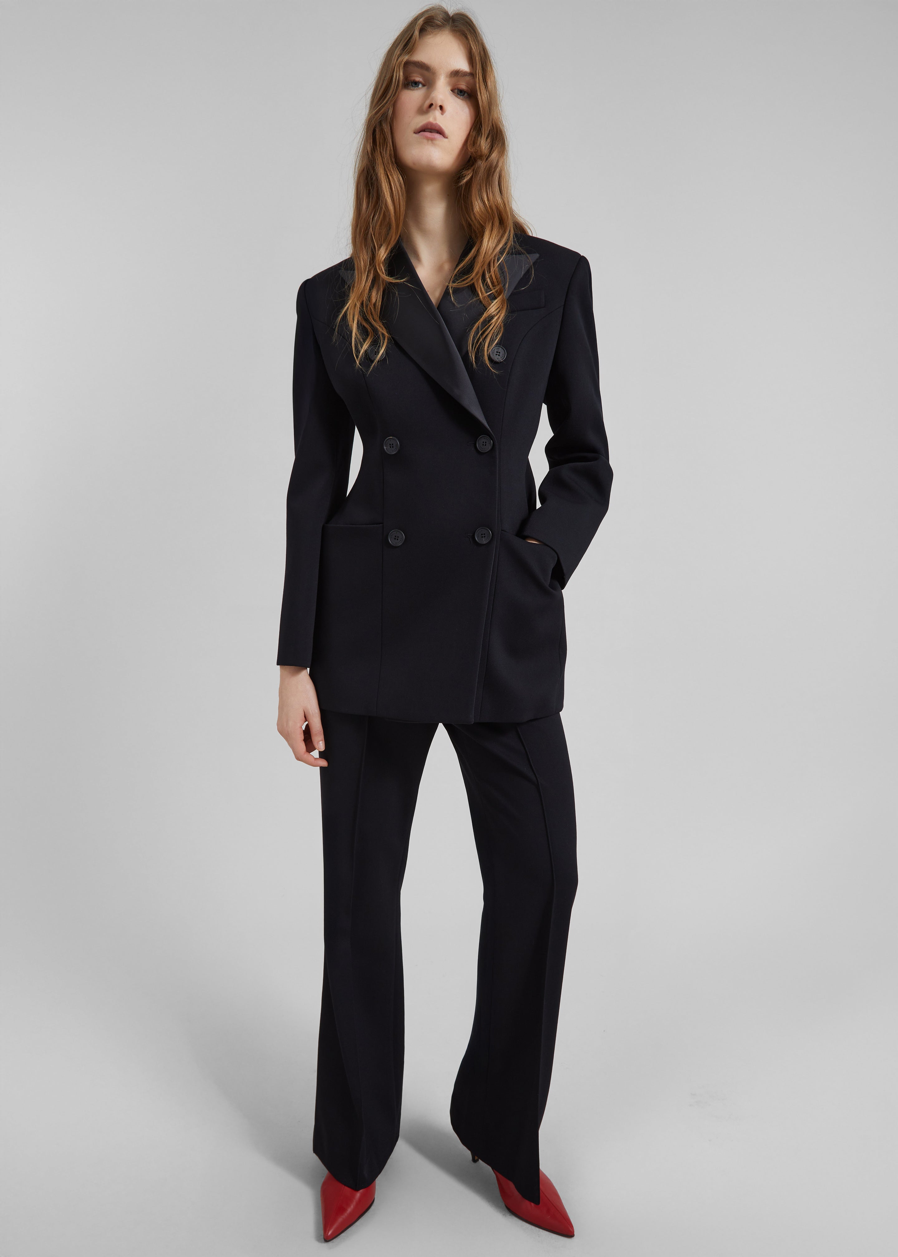 Dorotea Hourglass Smoking Blazer - Black - 2