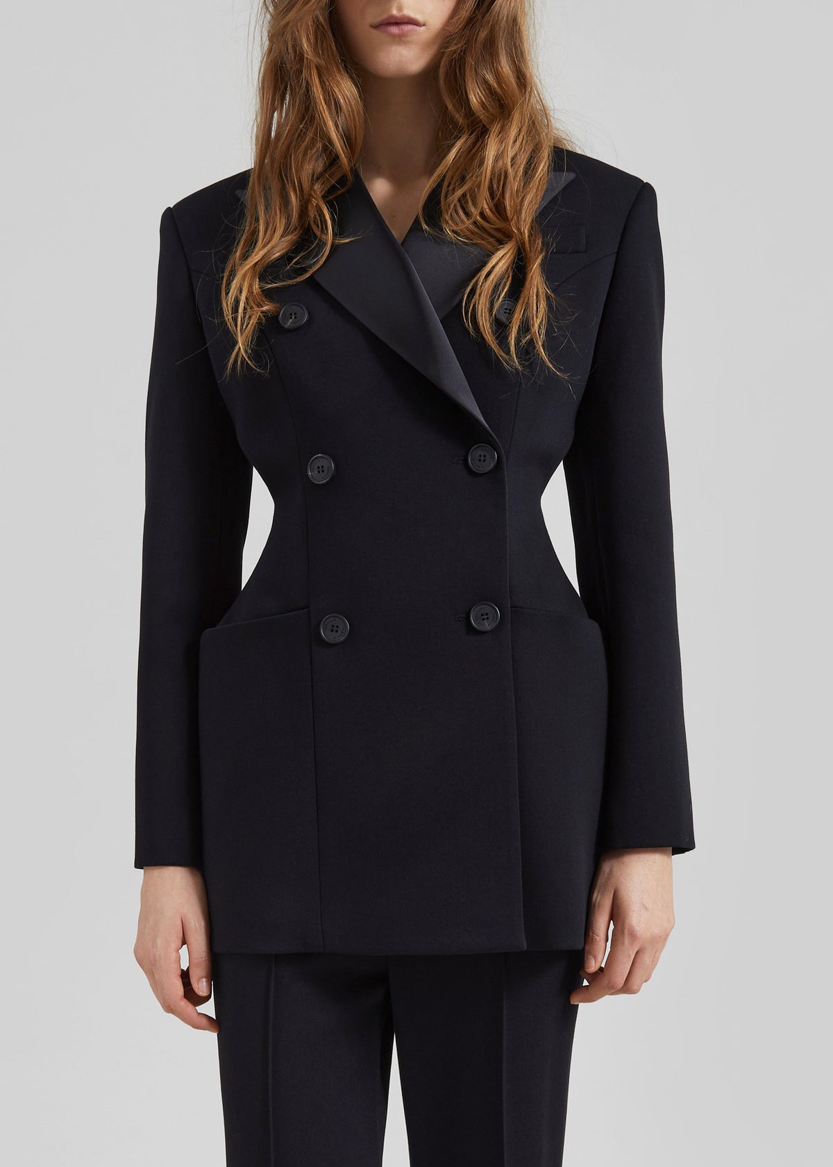 Dorotea Hourglass Smoking Blazer - Black - 4