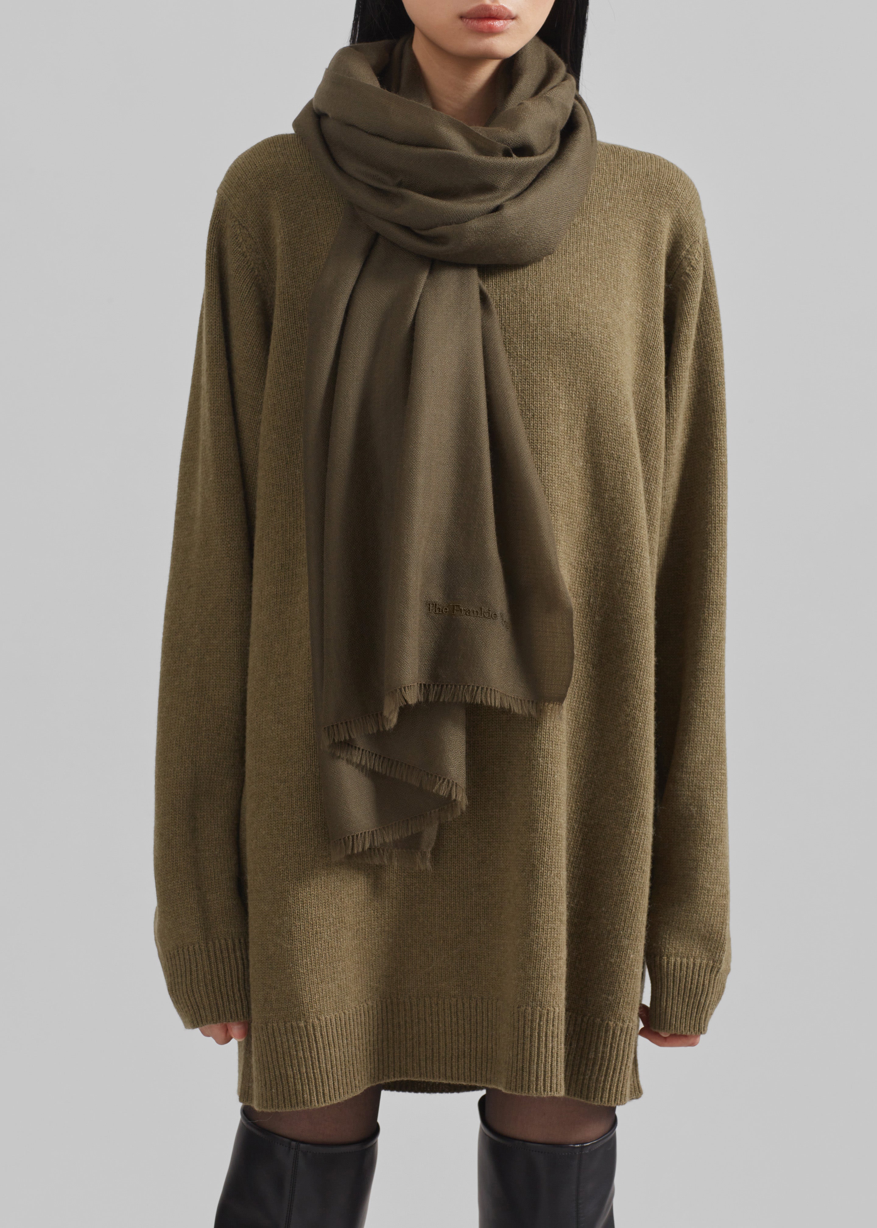 Dorset Cashmere Scarf - Khaki - 2