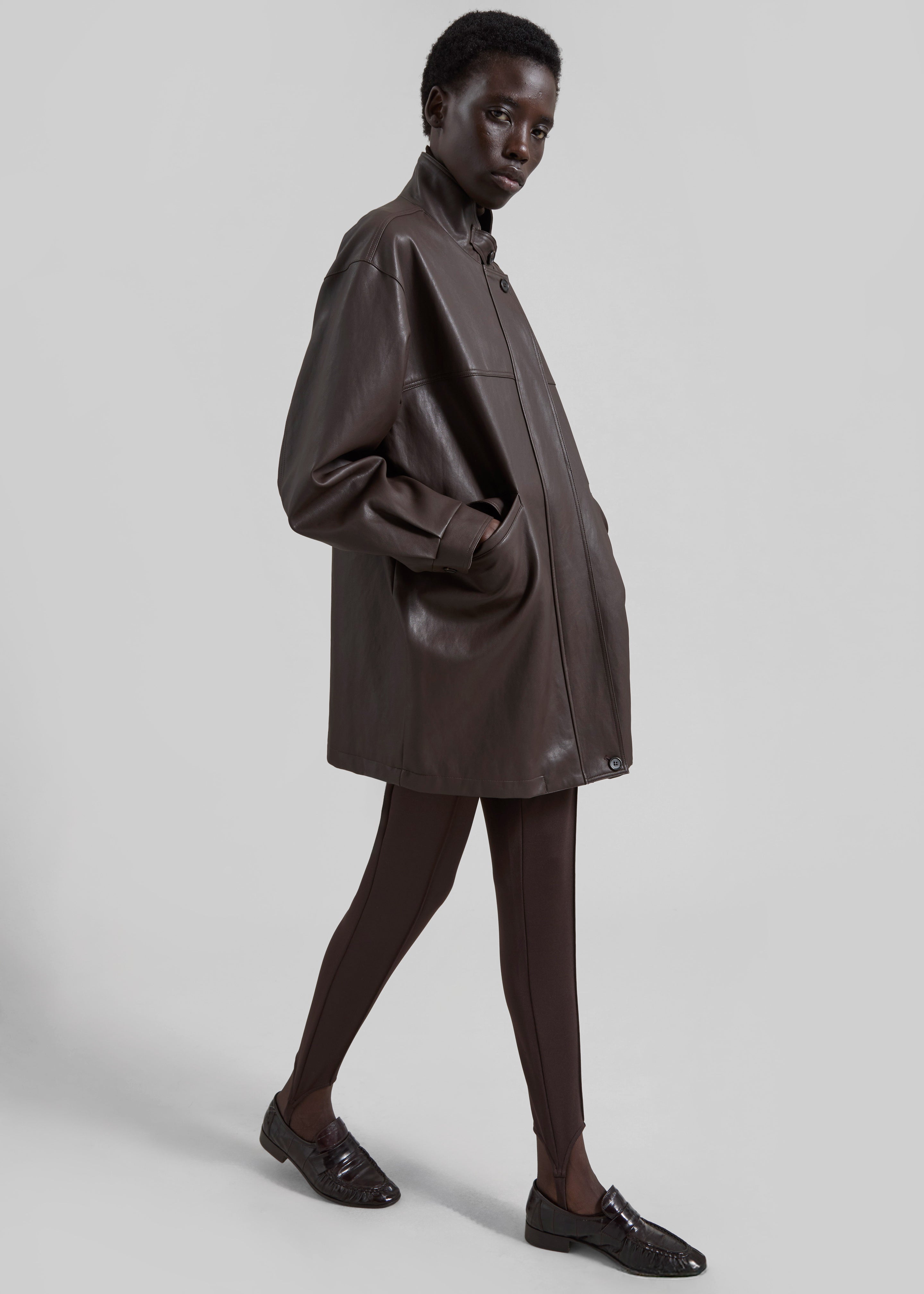 Milford Faux Leather Balloon Jacket - Brown – The Frankie Shop Europe