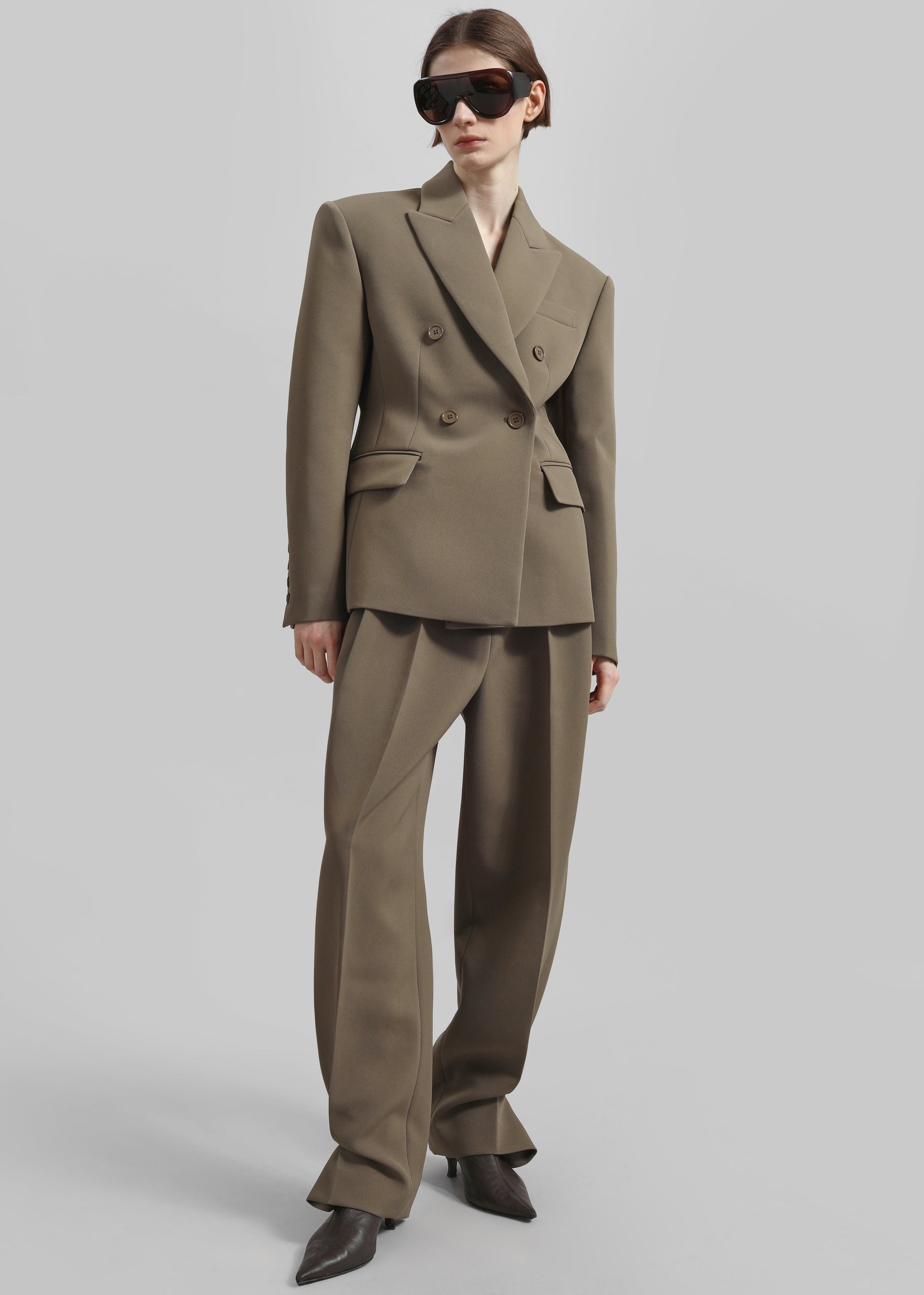 Shop the look image for Doyer Pleated Trousers - Moss Green