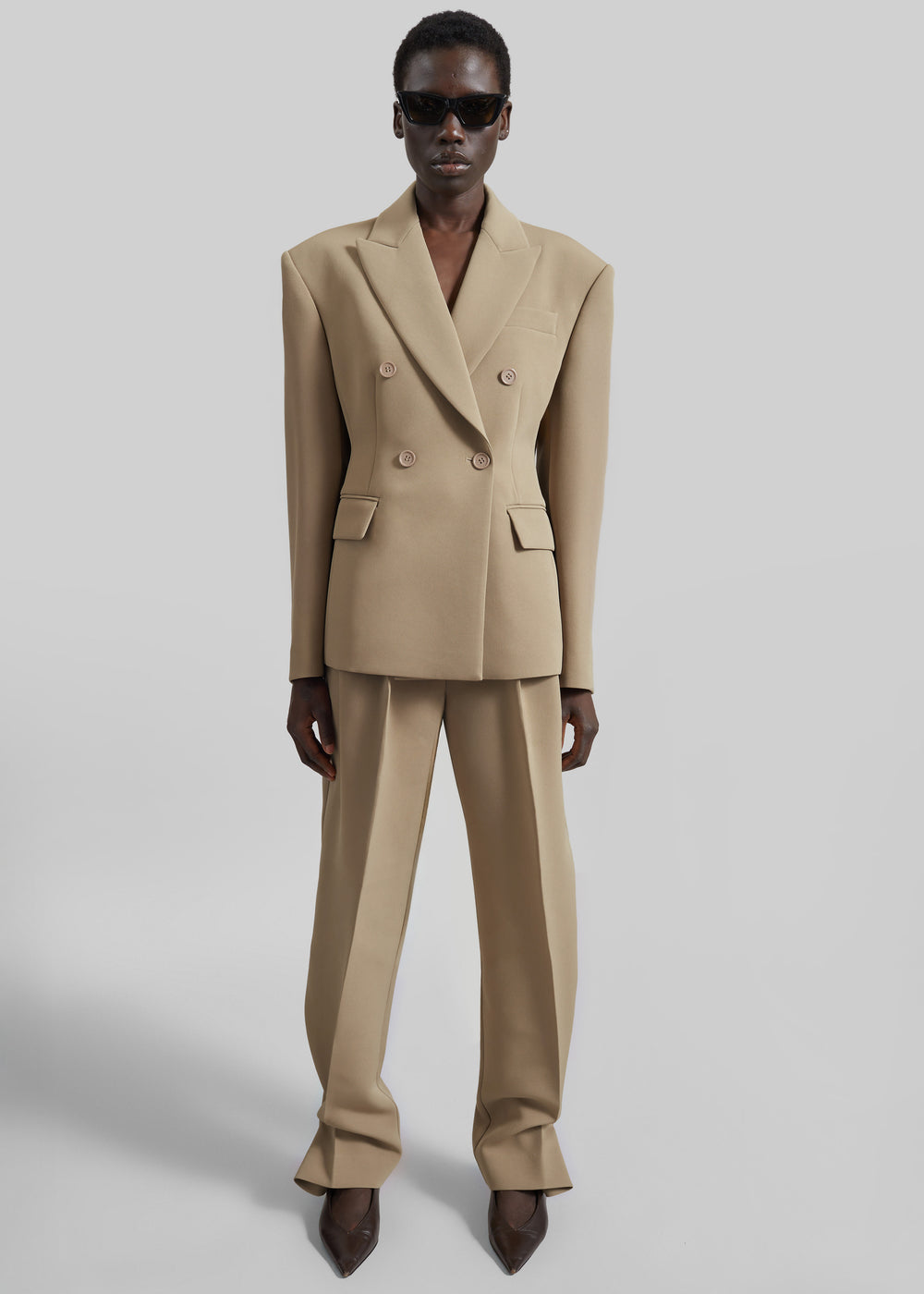 Doyer Pleated Trousers - Beige - 1