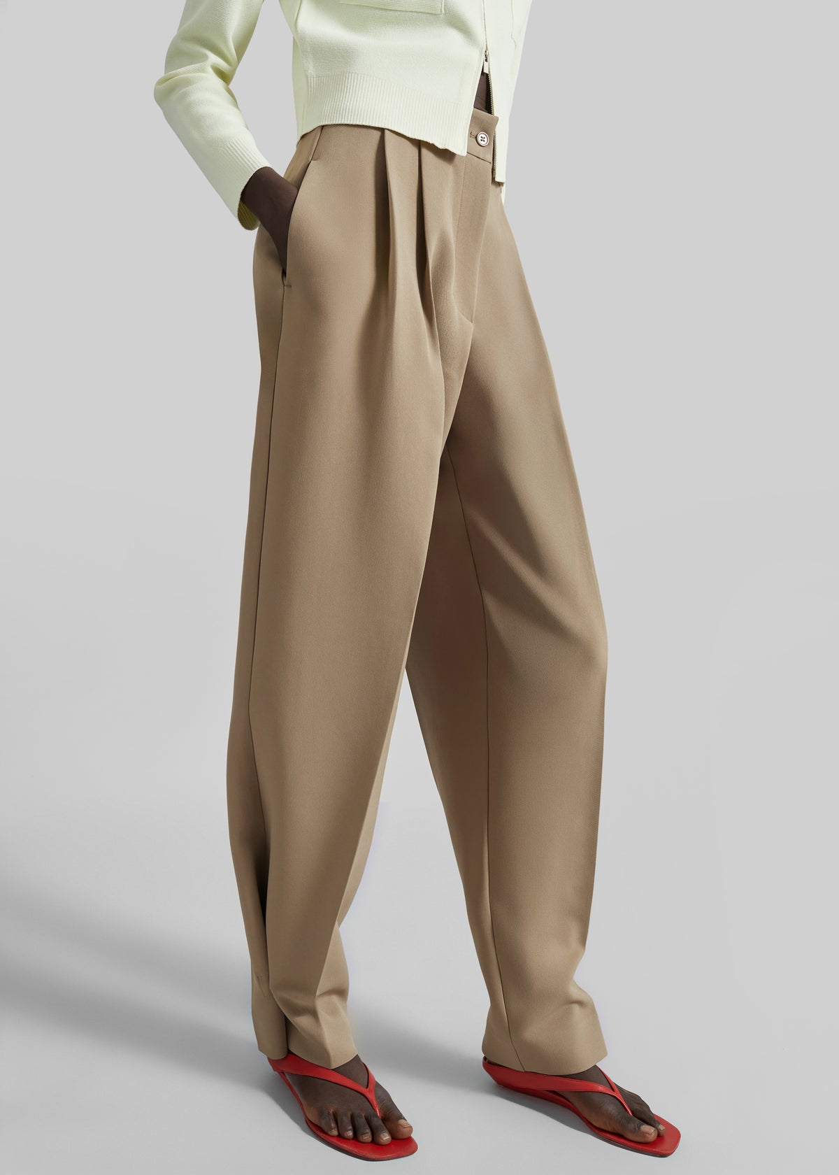 Doyer Pleated Trousers - Beige - 8